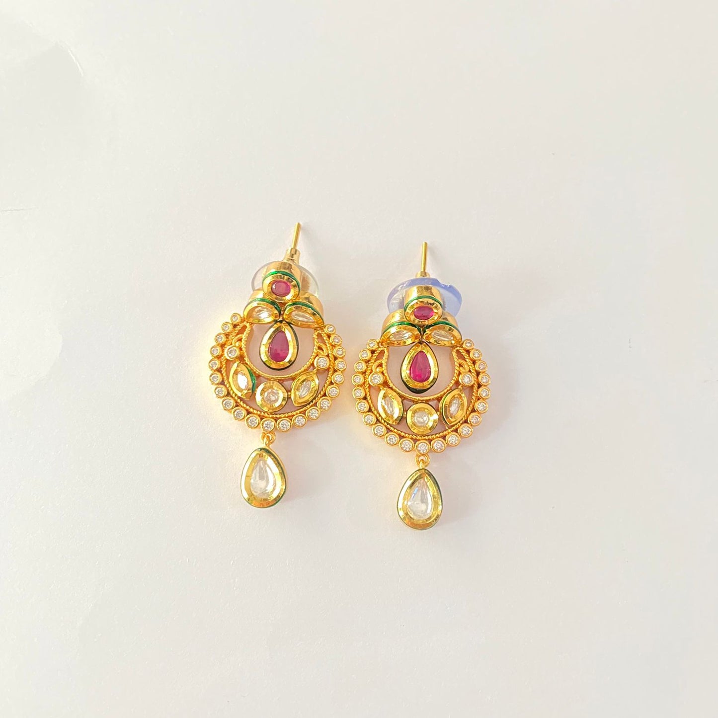 Ruby Stone Kundan Chandbali Light Weight Earring