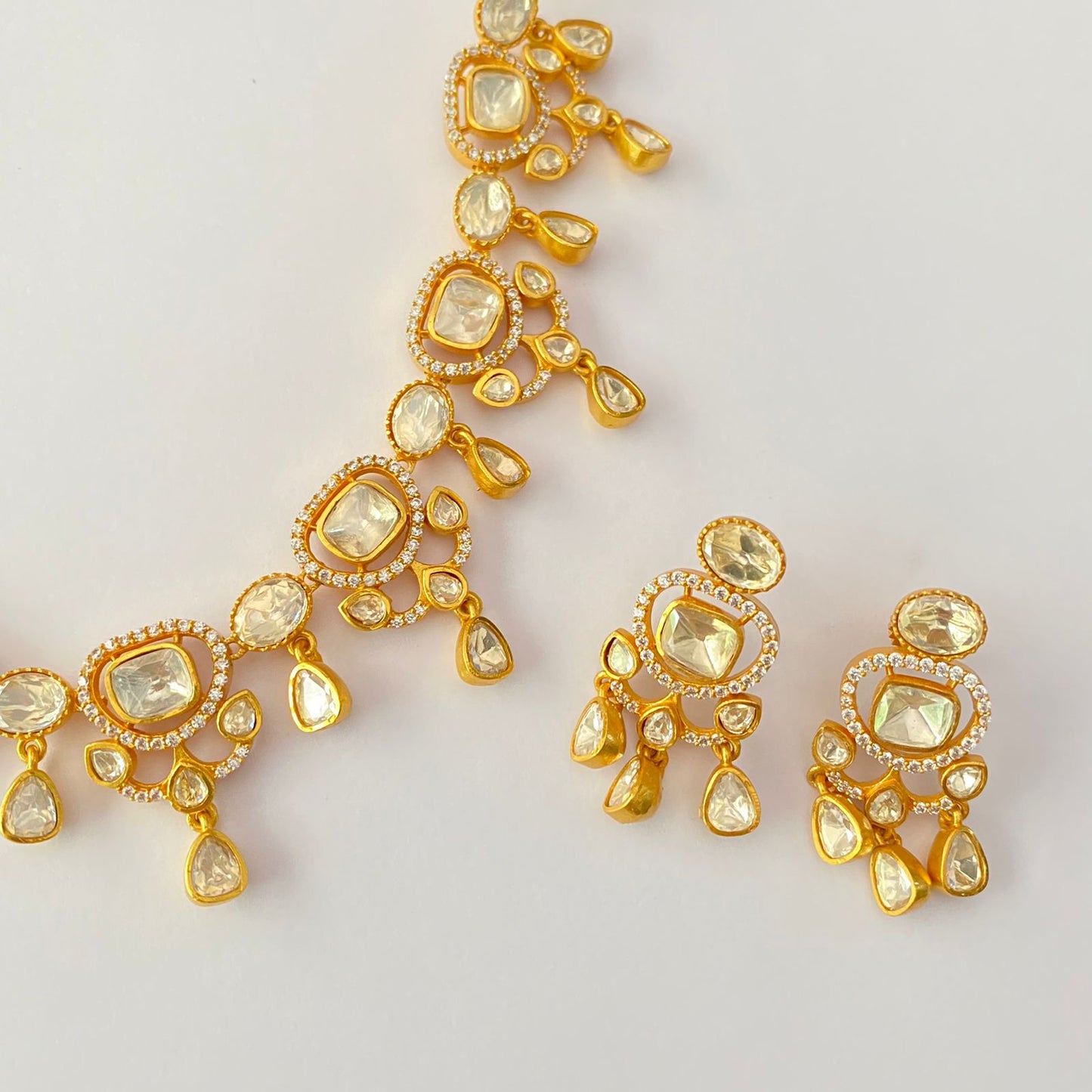 Gold Plated Moissanite Necklace Set.
