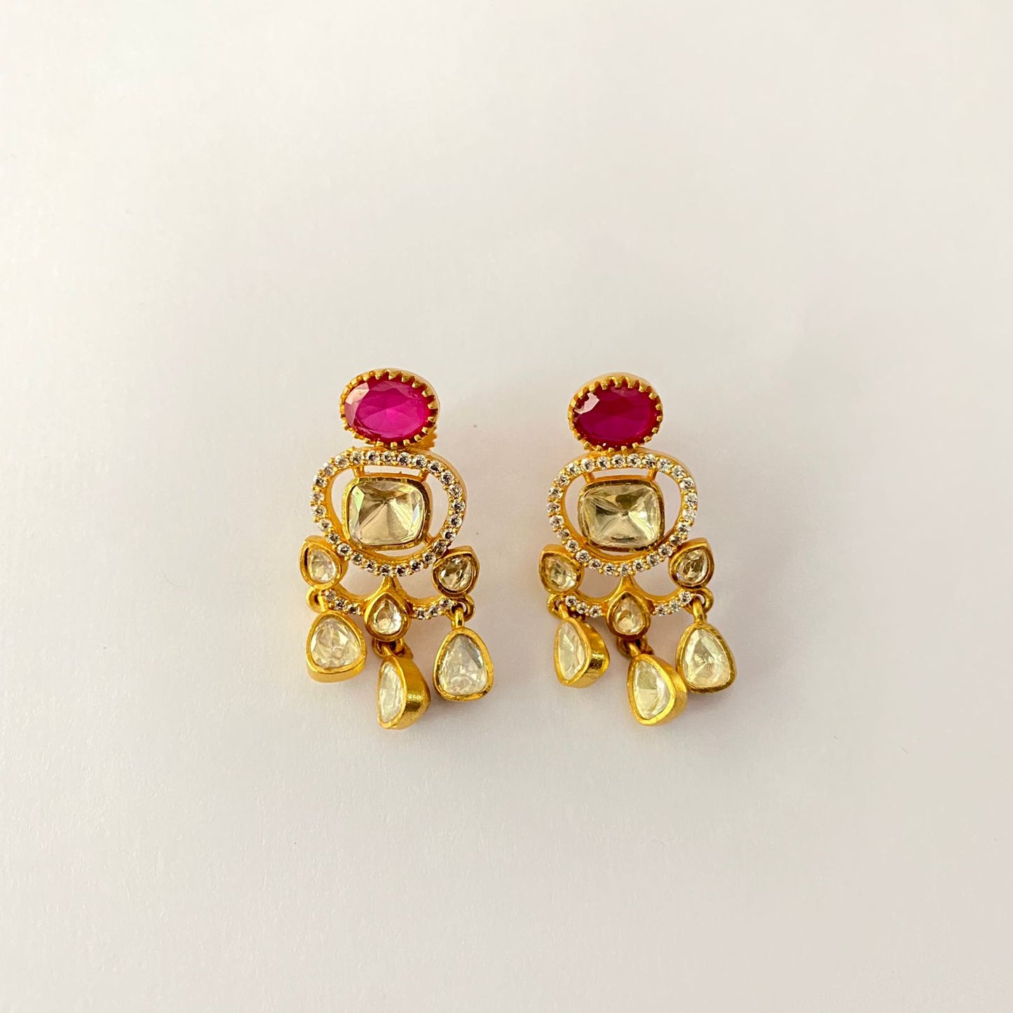 Ruby Gold Plated Moissanite Necklace Set