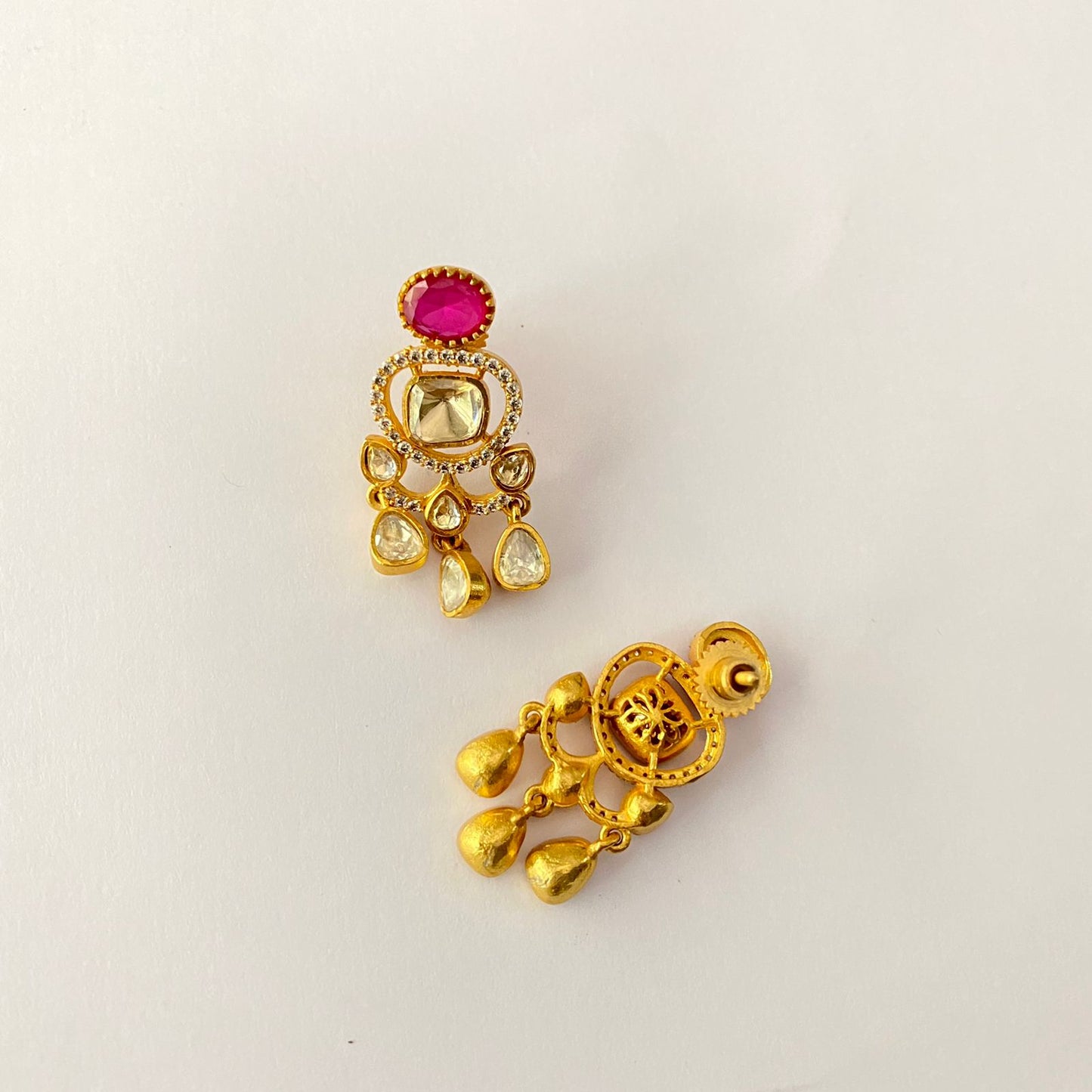 Ruby Gold Plated Moissanite Necklace Set