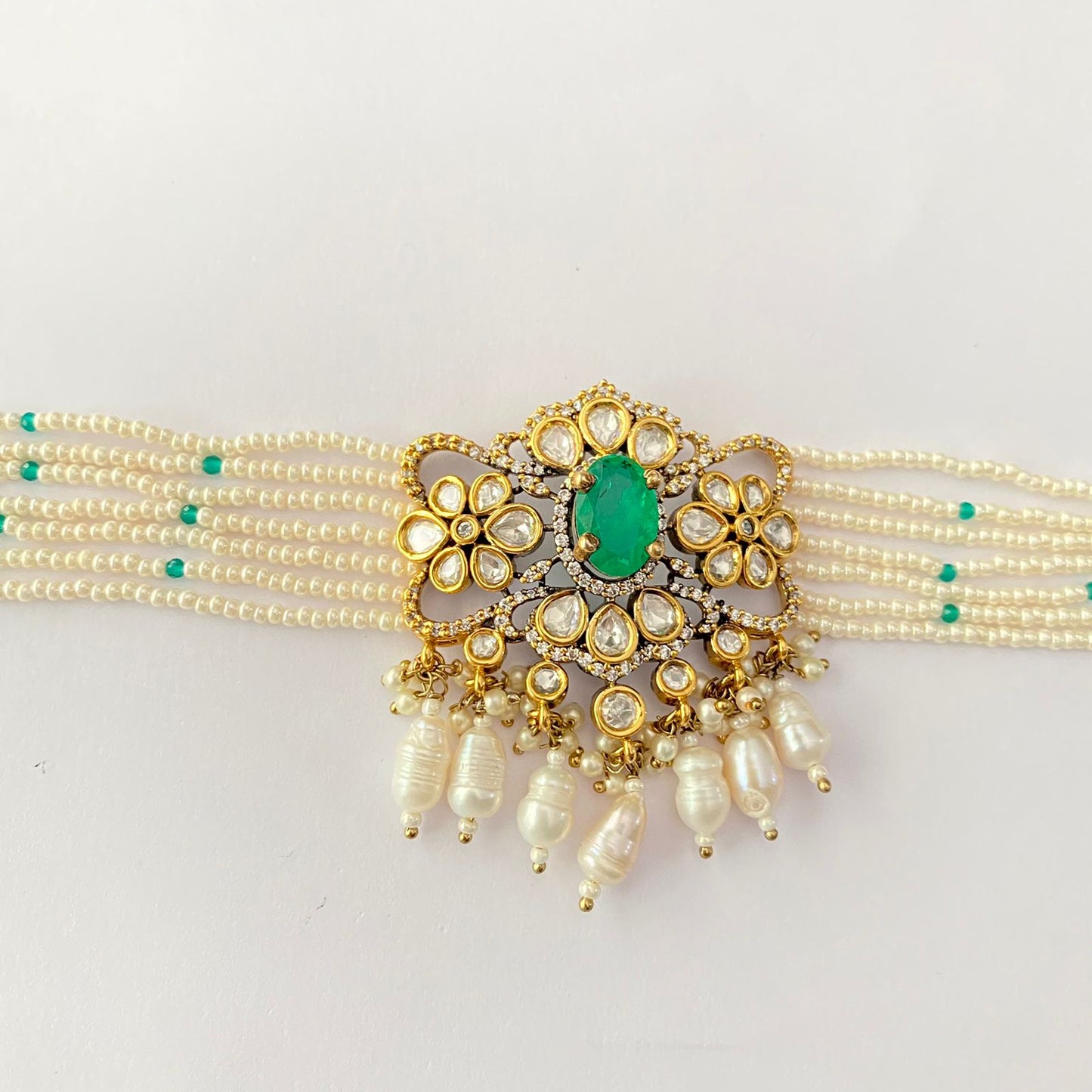 Kundan Green Moissanite Choker Set