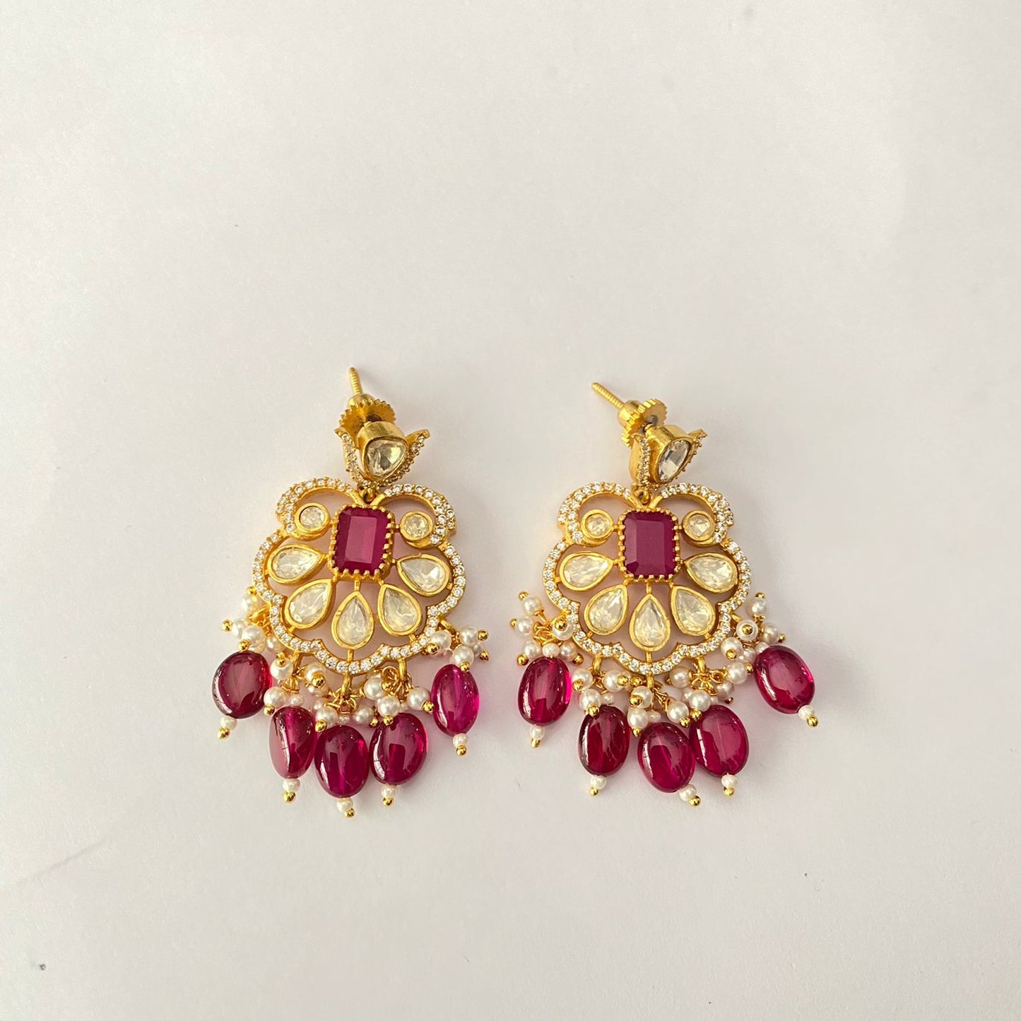 Gold Plated Moissanite Ruby Choker Set