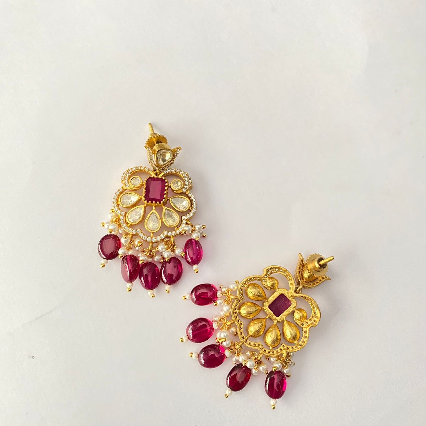 Gold Plated Moissanite Ruby Choker Set