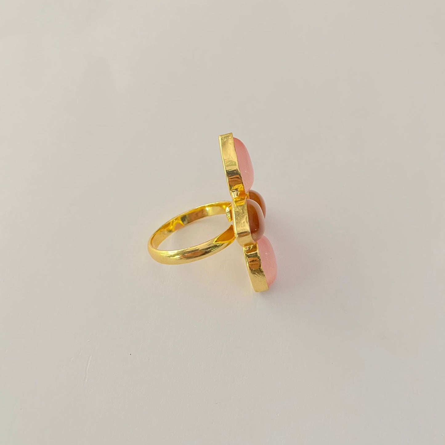 Pink & Brown Candy floral Adjustable Ring