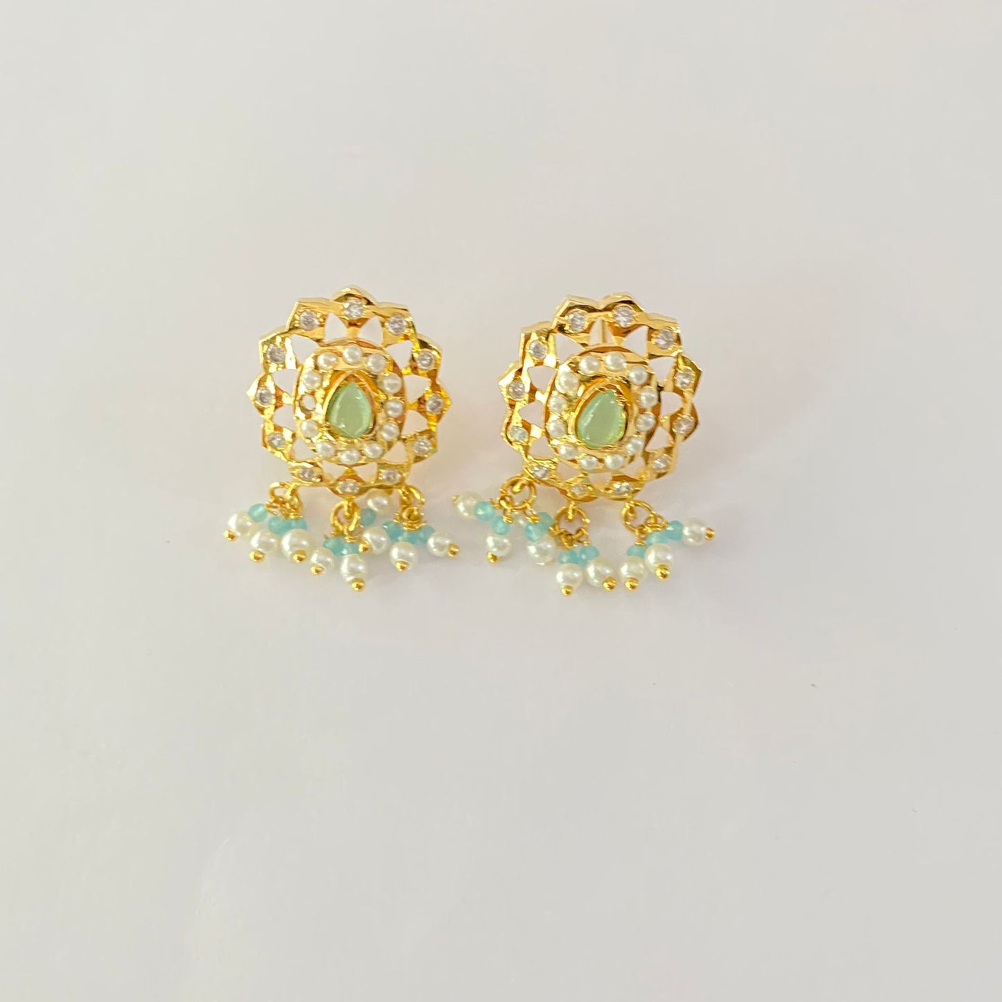 Jadau Stud With Pearl Hanging Earring