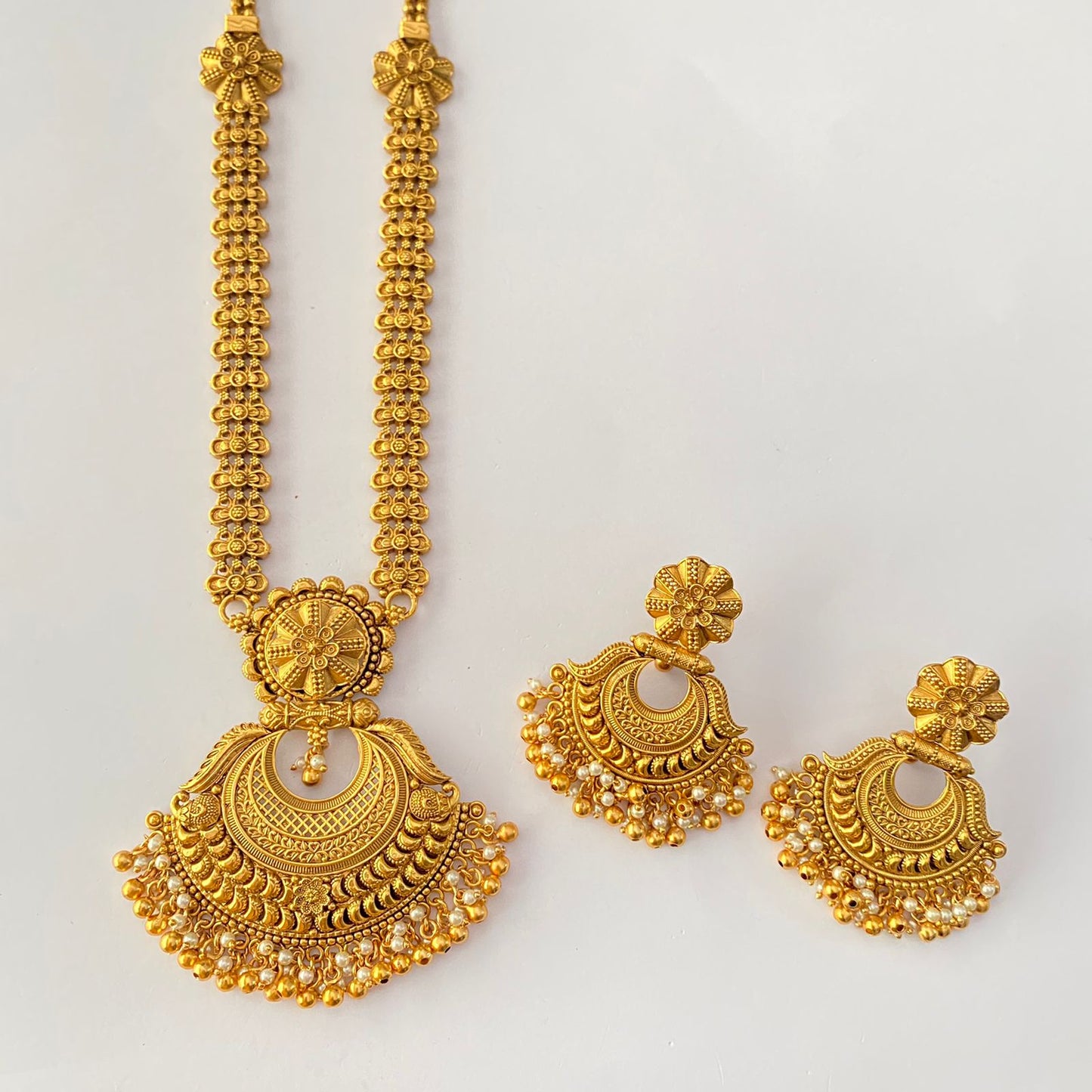Gold Plated Long Necklace Set