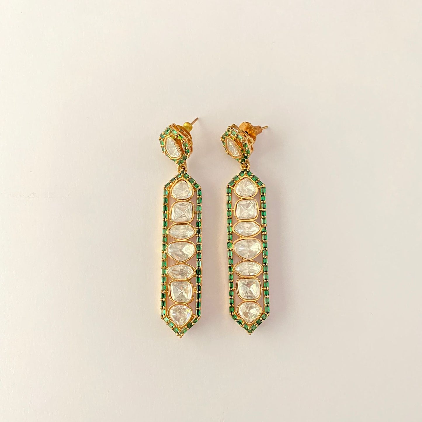 Polki Green Stone Dangler Earring