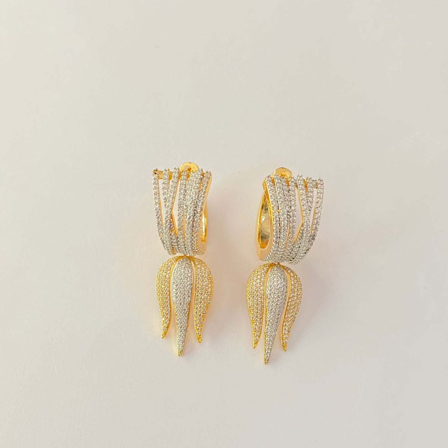 Silver & gold Plated A.D Stone Stylish Hoop earring