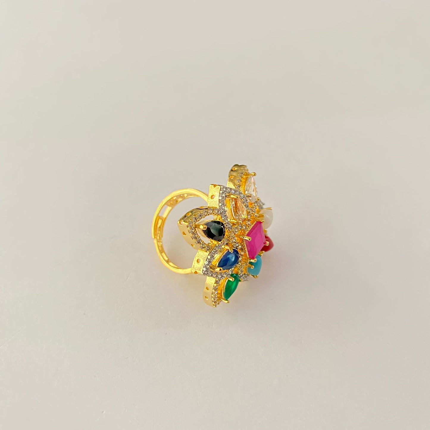 Gold Plated Navratna Ring