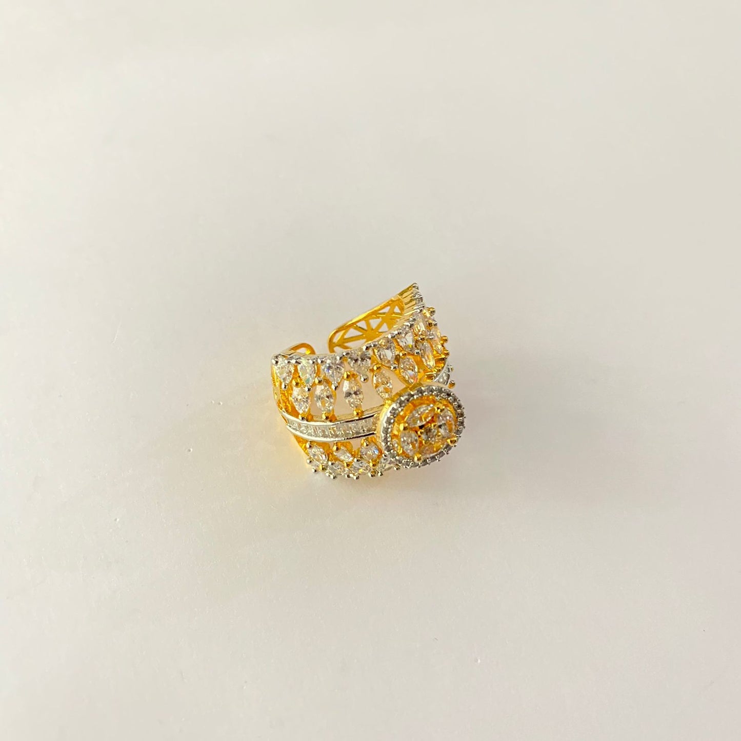Gold Plated Diamond Big Ring