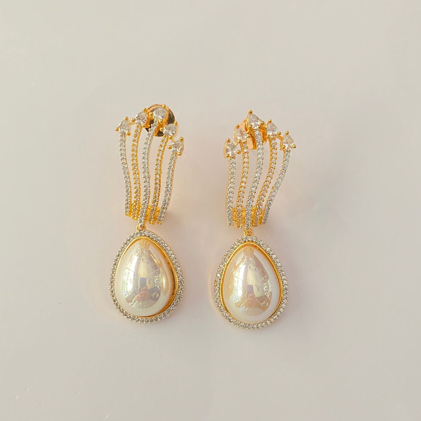 Classy A.D pearl Drop dangler Gold plated Earring