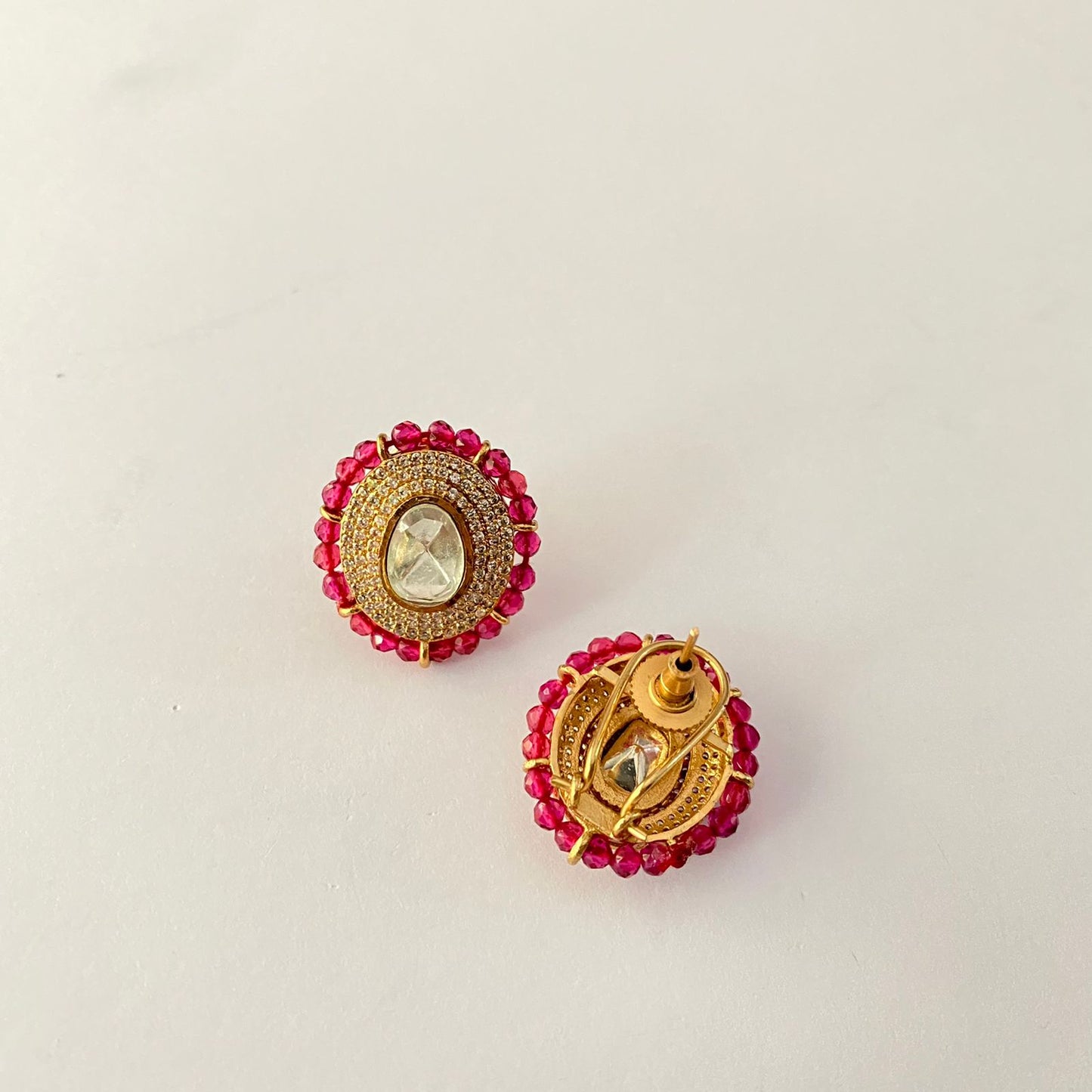 Ruby Polki Stud With Back Clip