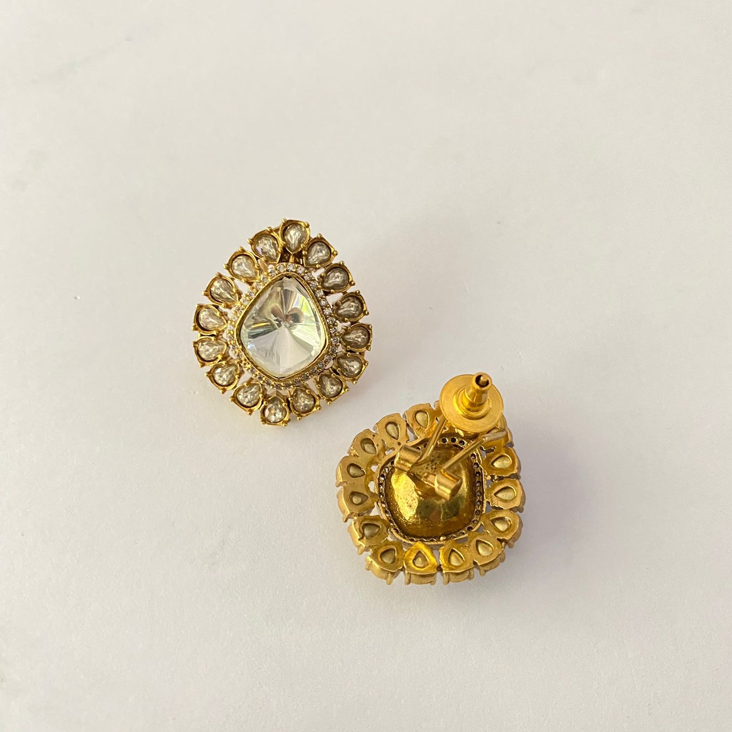 Polki Stud With Back Clip