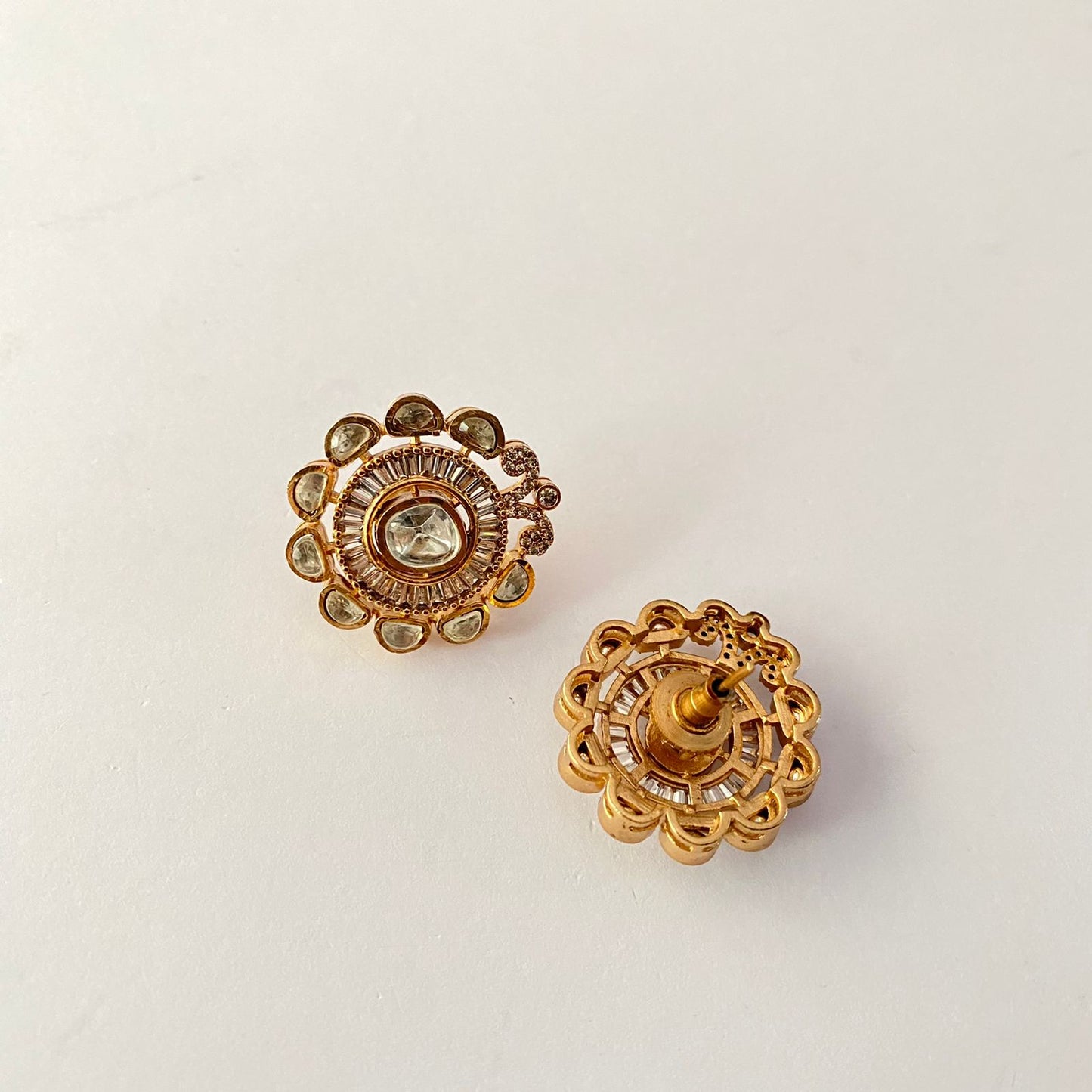 Kundan Polki Stud Gold Plated
