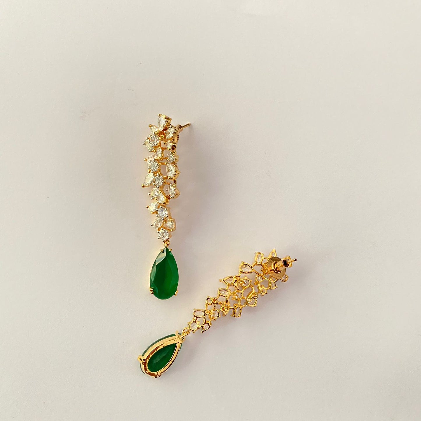 Gold Plated Green Diamond Earring