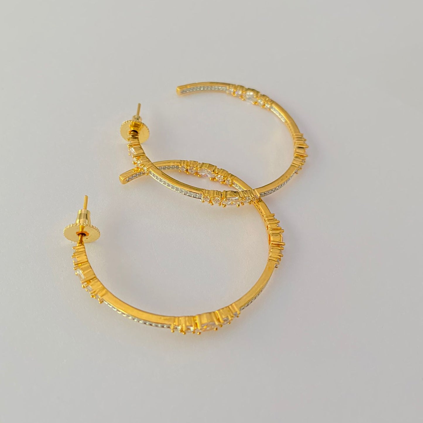 Stylish Gold plated A.D Half Hoop Big earring