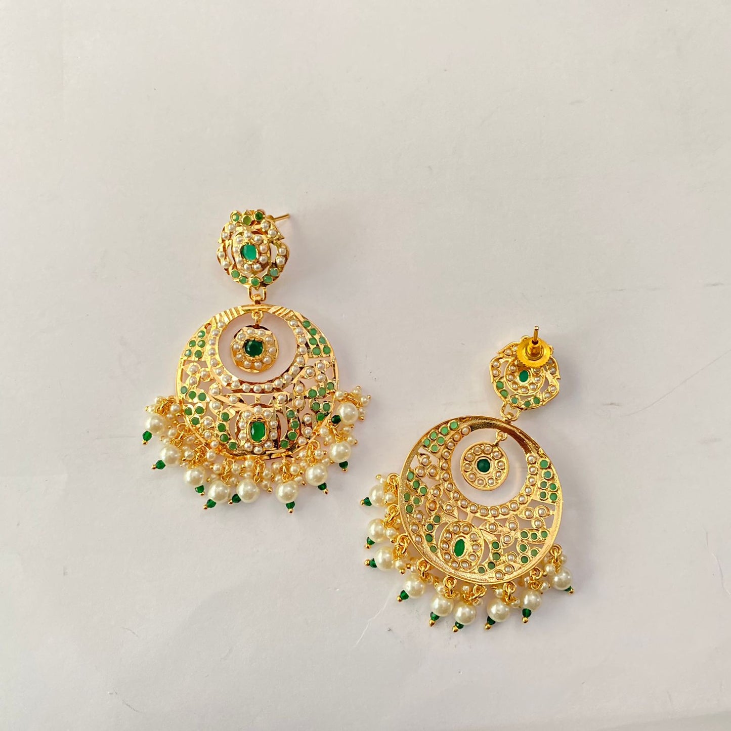 Green Gold Plated Jadau Earring