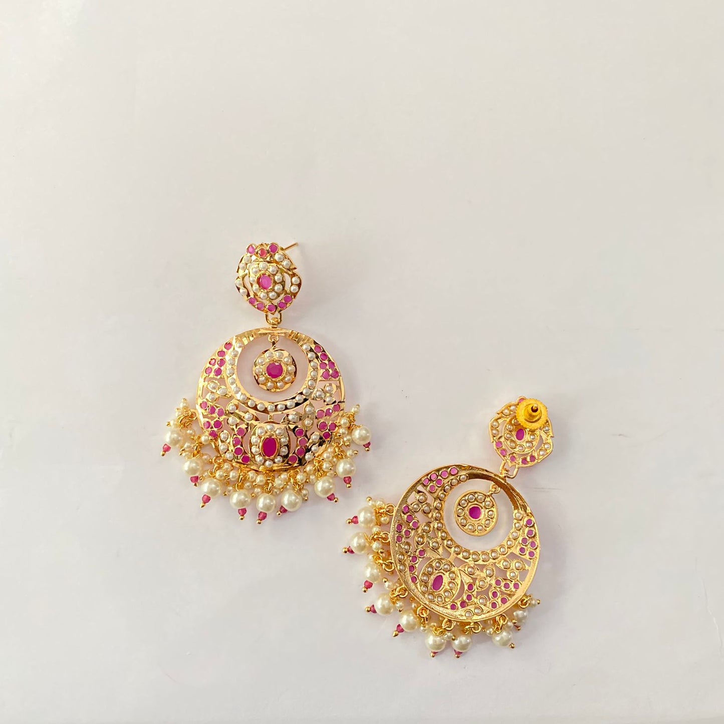Gold Plated Ruby Jadau Earring