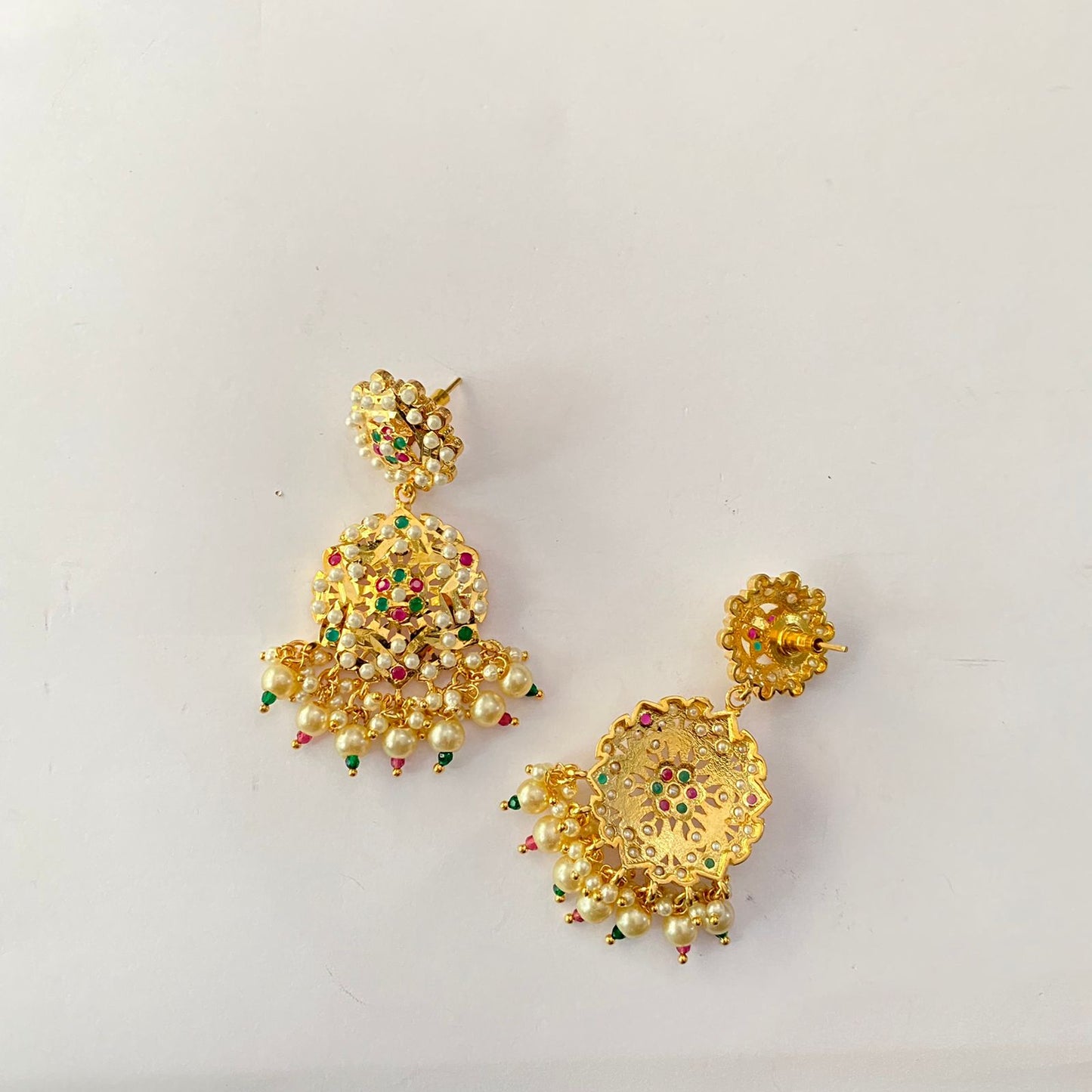 Multi Gold Plated Jadau Earring