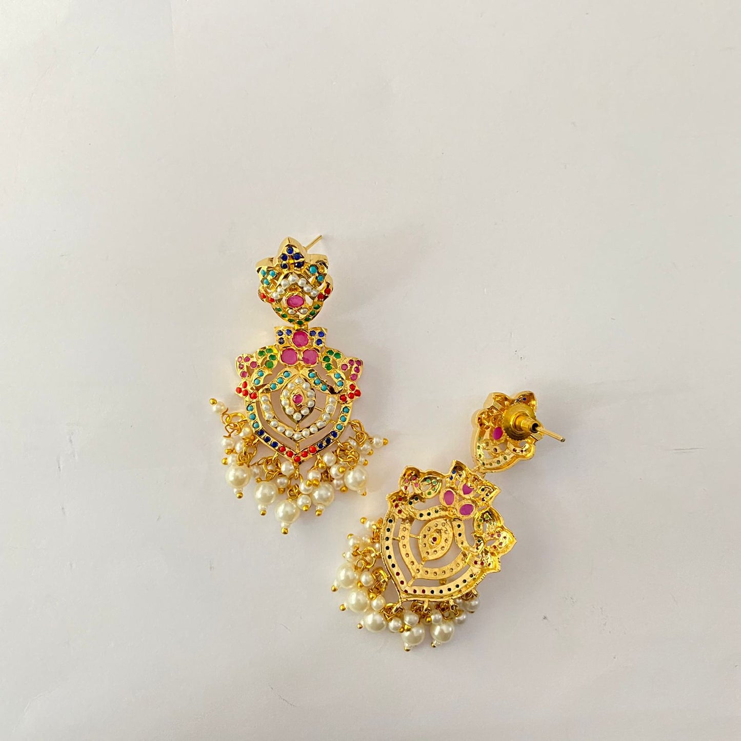 Multi Gold Plated Jadau Earring
