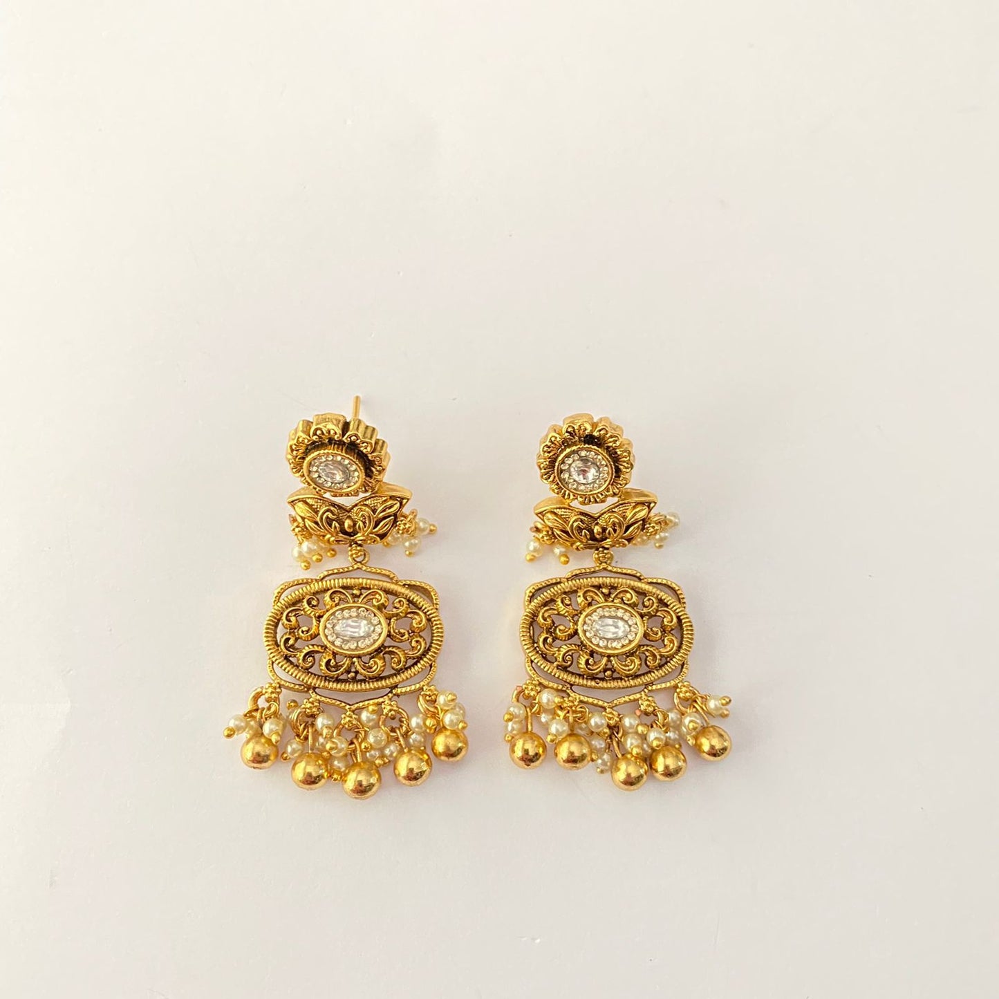 Temple Gold Plated with small pearl Necklace Set.