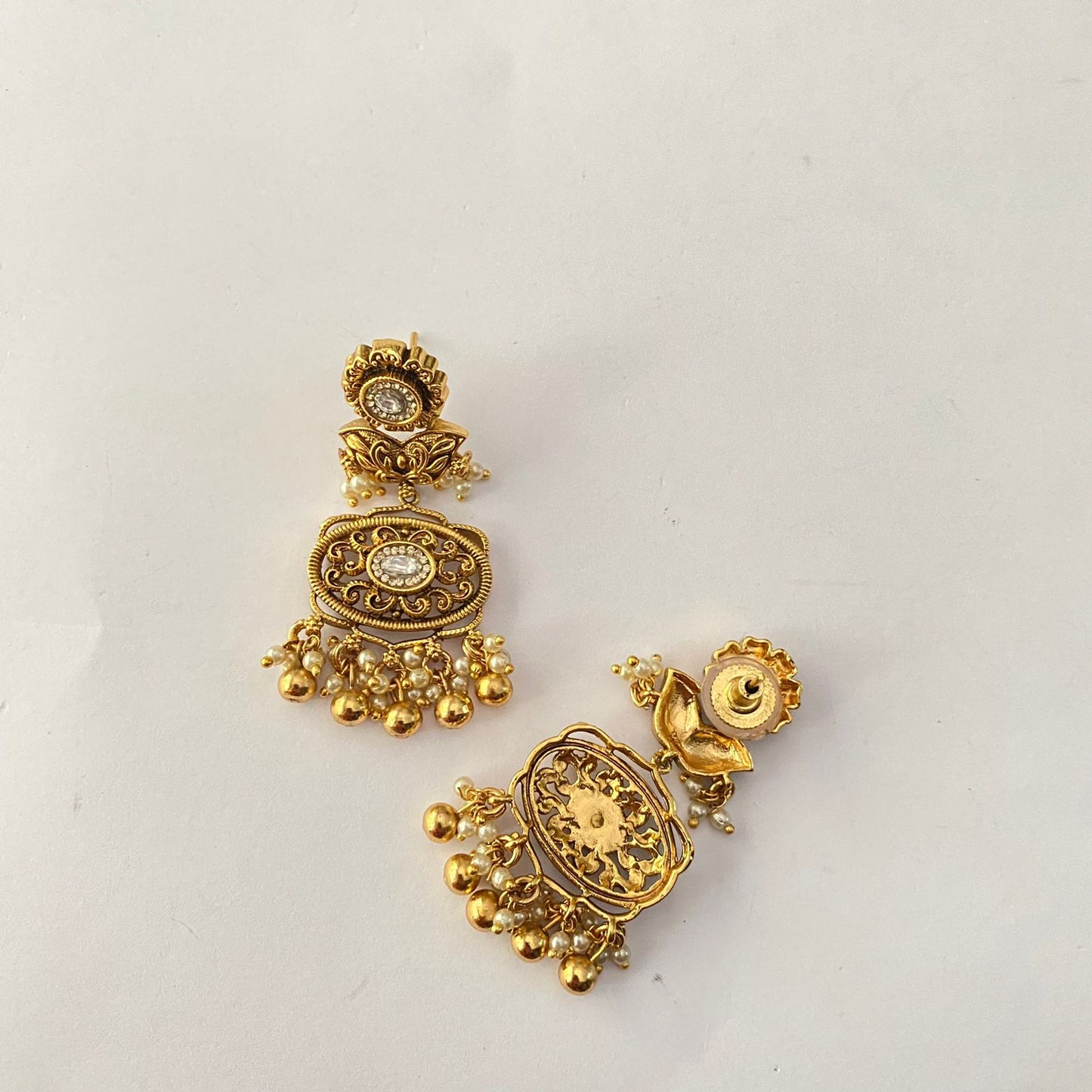 Temple Gold Plated with small pearl Necklace Set.