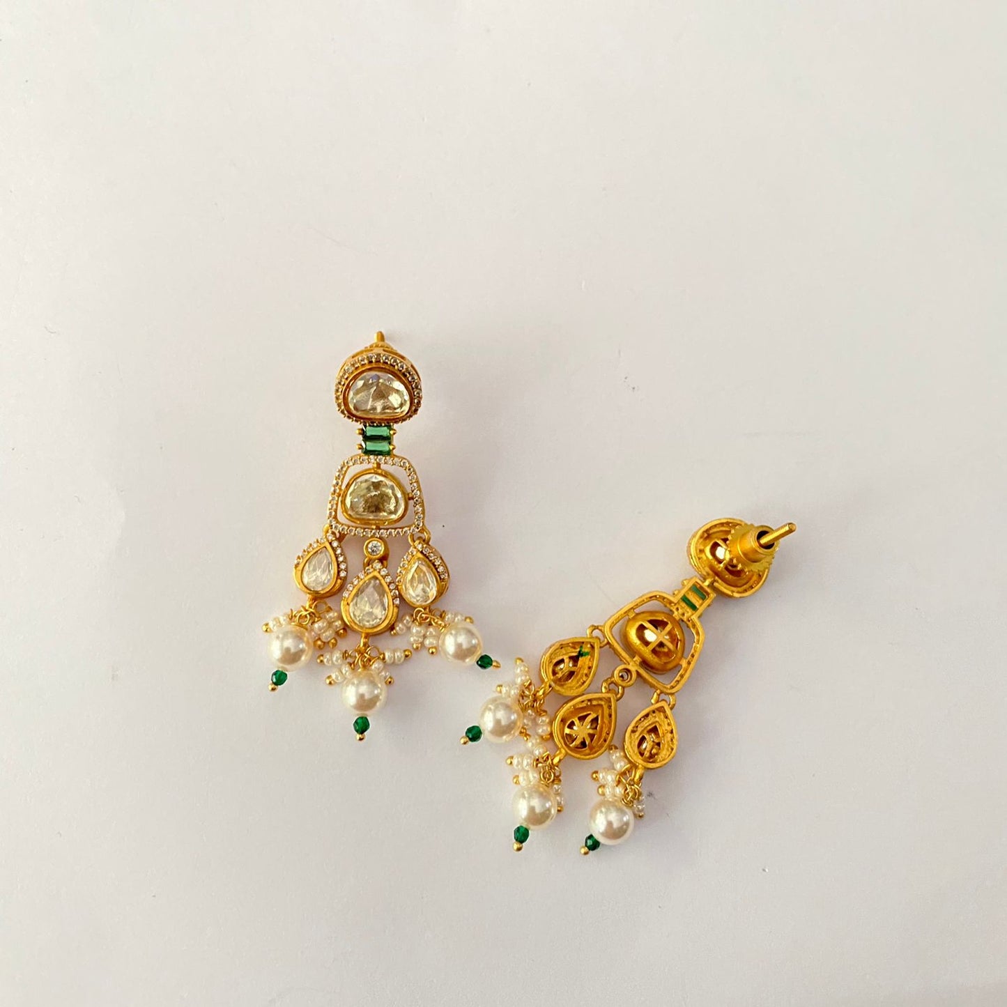 Gold Plated kundan green necklace set