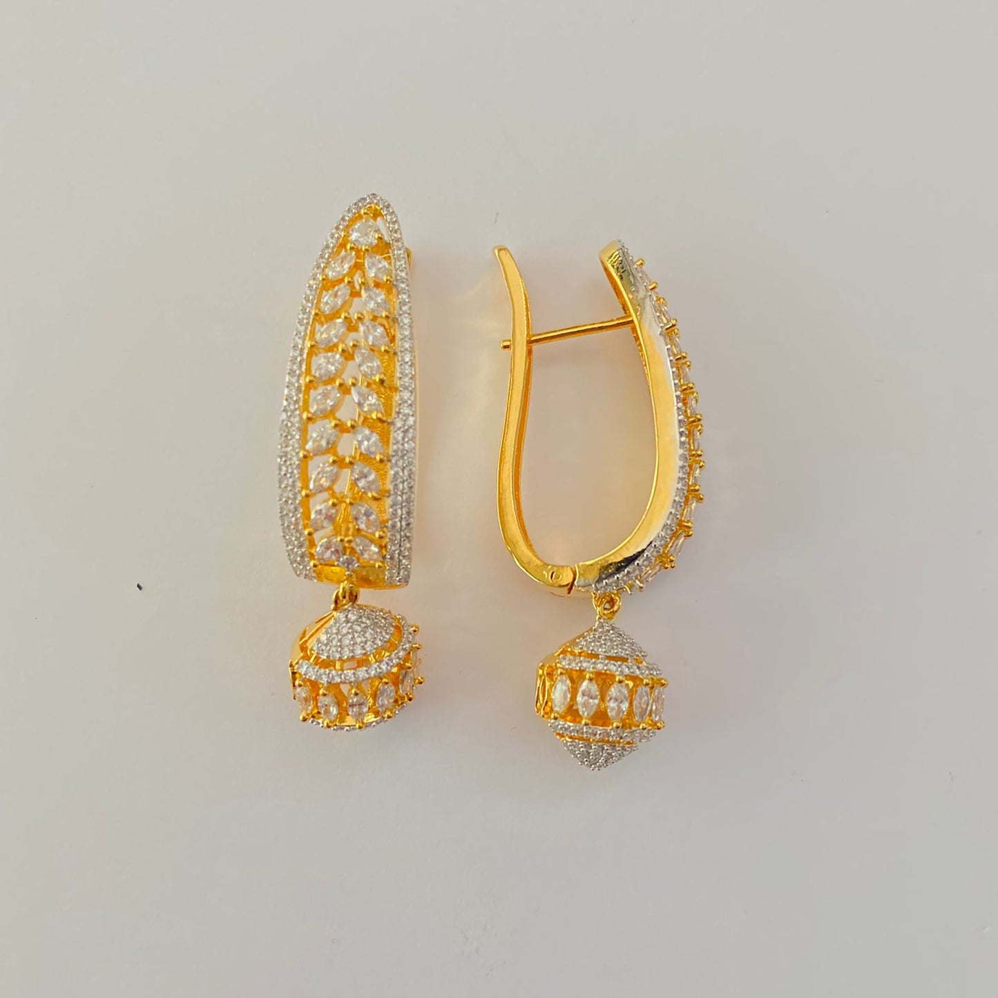 A.D Stone Gold  plated Jhumka Dangler earring