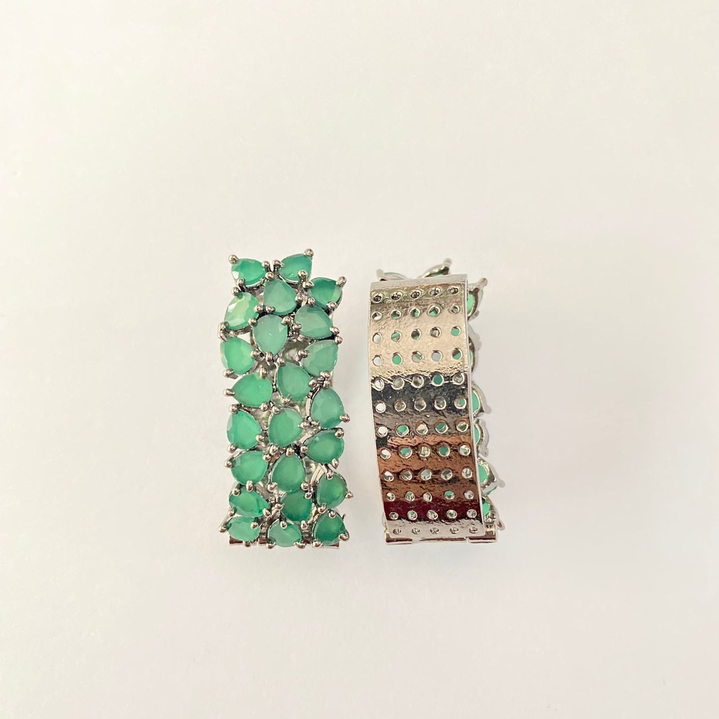 Green Stone Victorian Hoop earring