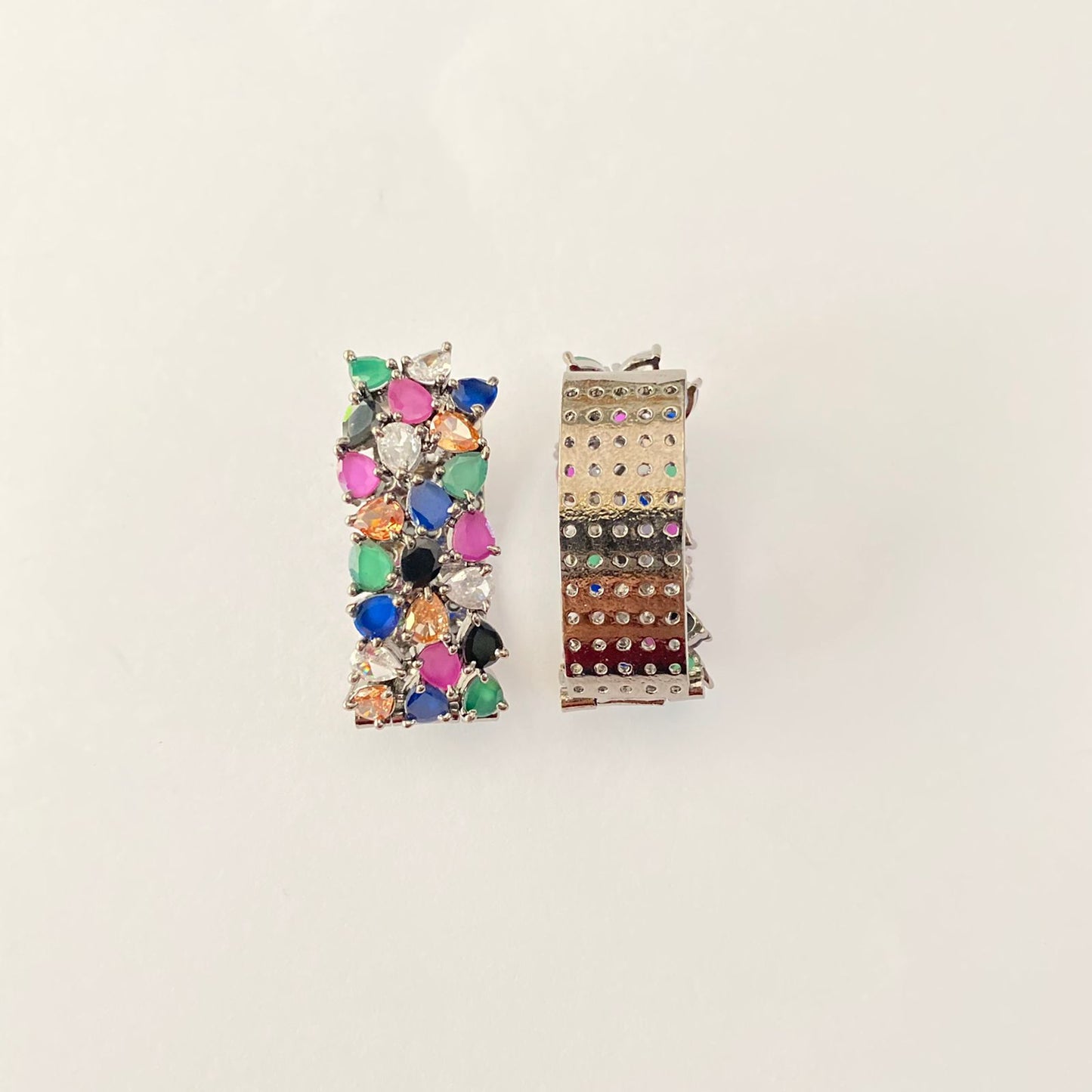 Multi Stone Victorian Hoop Earring