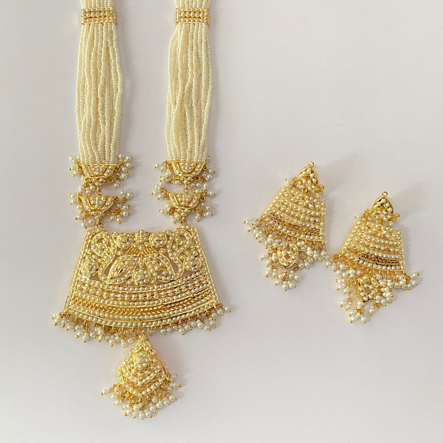 Gold Plated Pearl Jadau Long Rani Haar