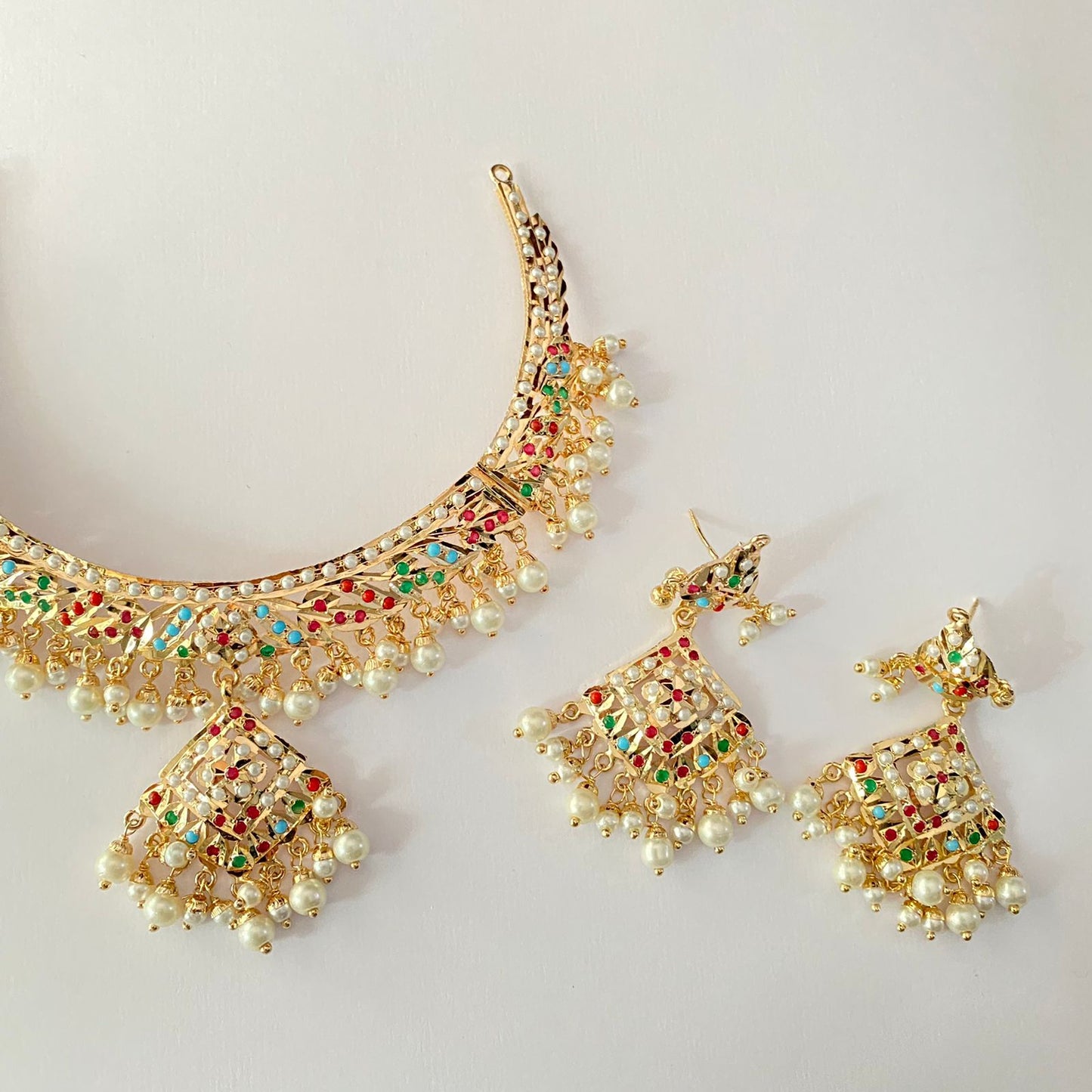 Multi Jadau Gold Plated Necklace Set