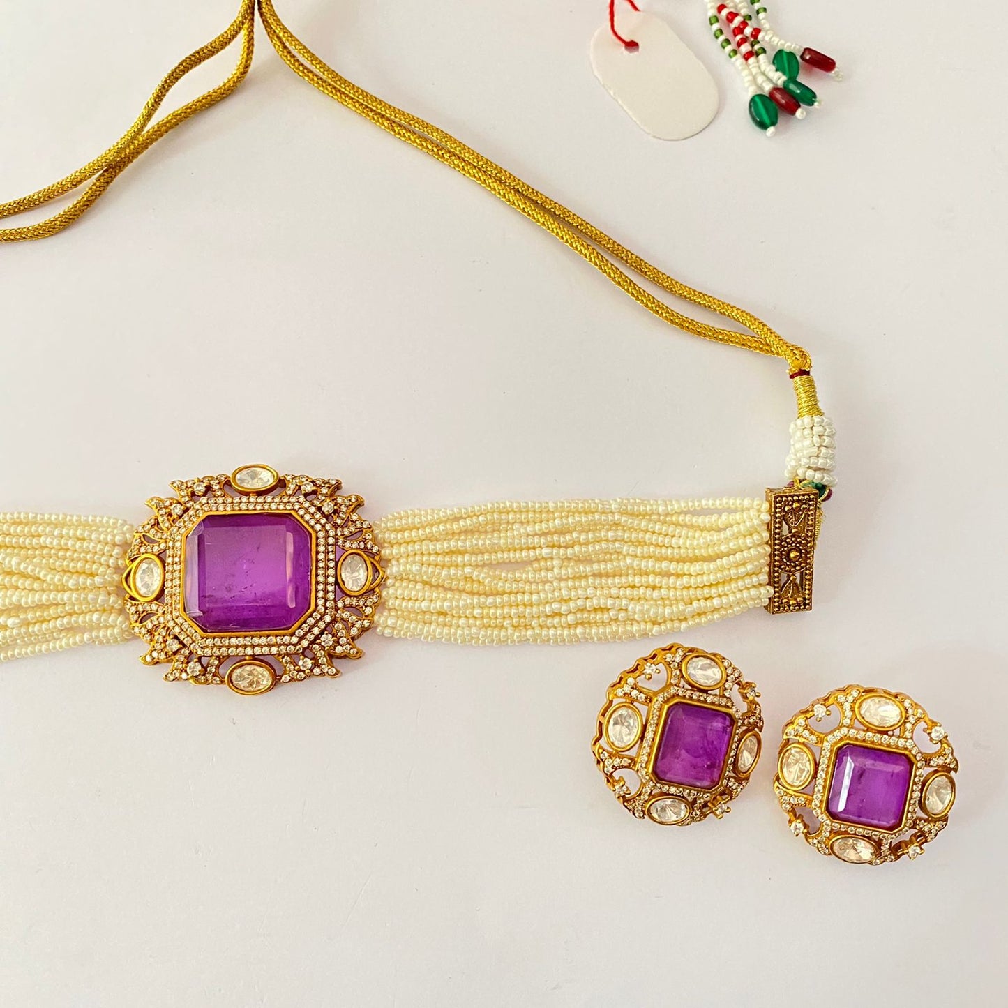 Gold Plated Purple Choker Set