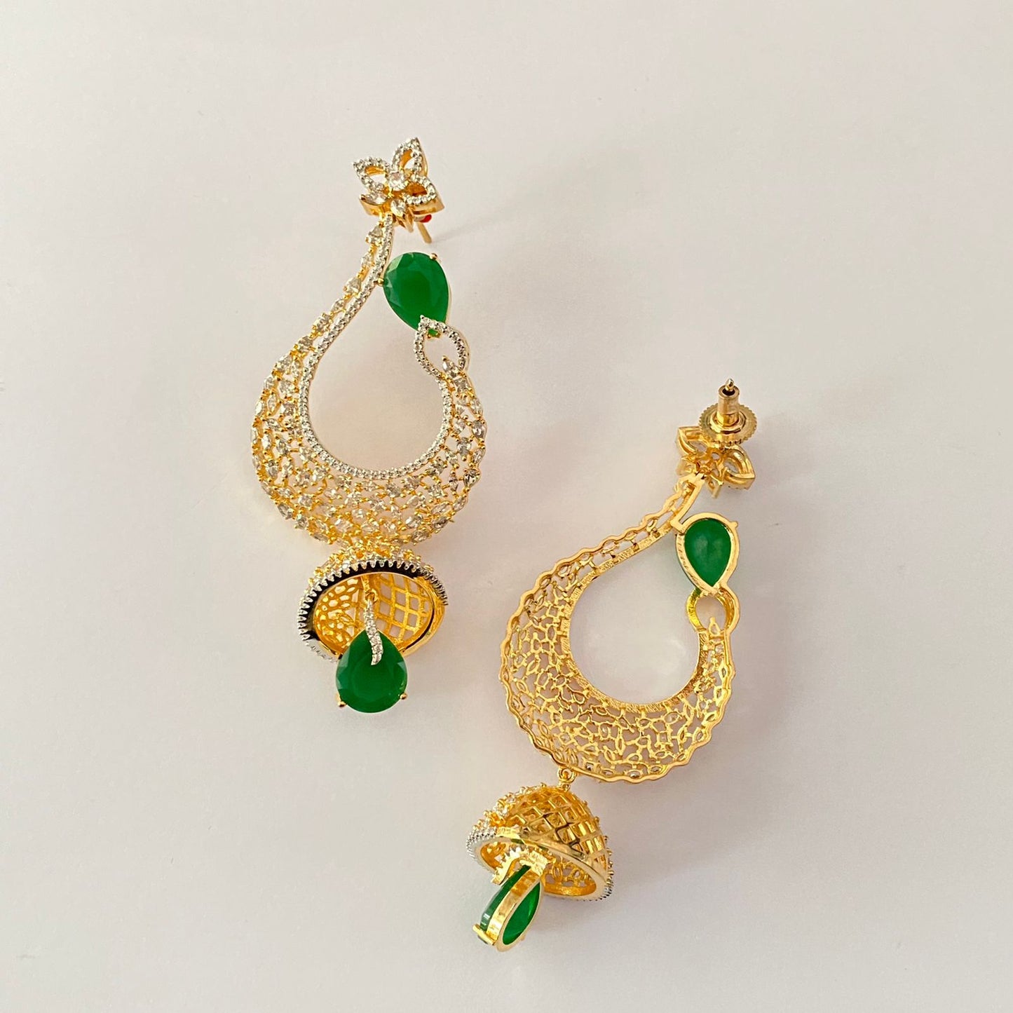Gold Plated Green Diamond Earring