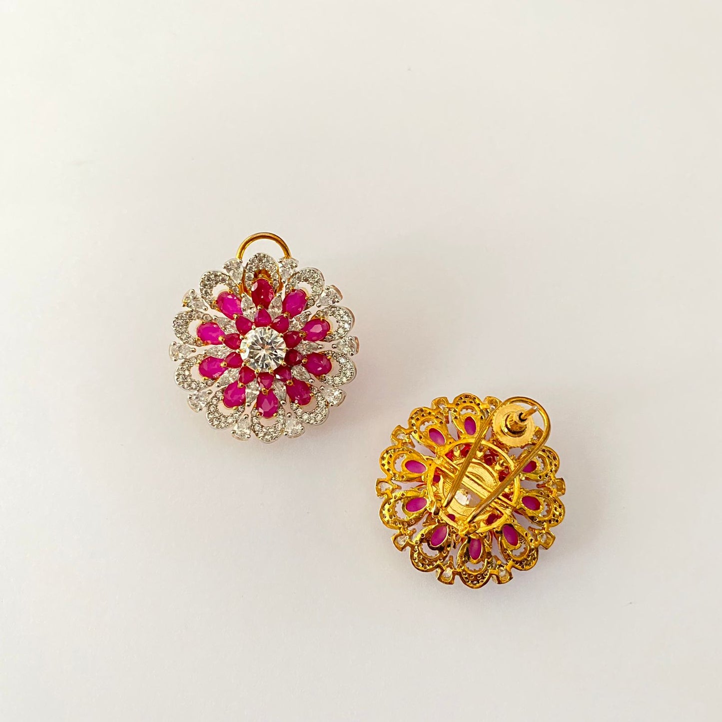 Ruby Gold Plated Stud With Back Clip