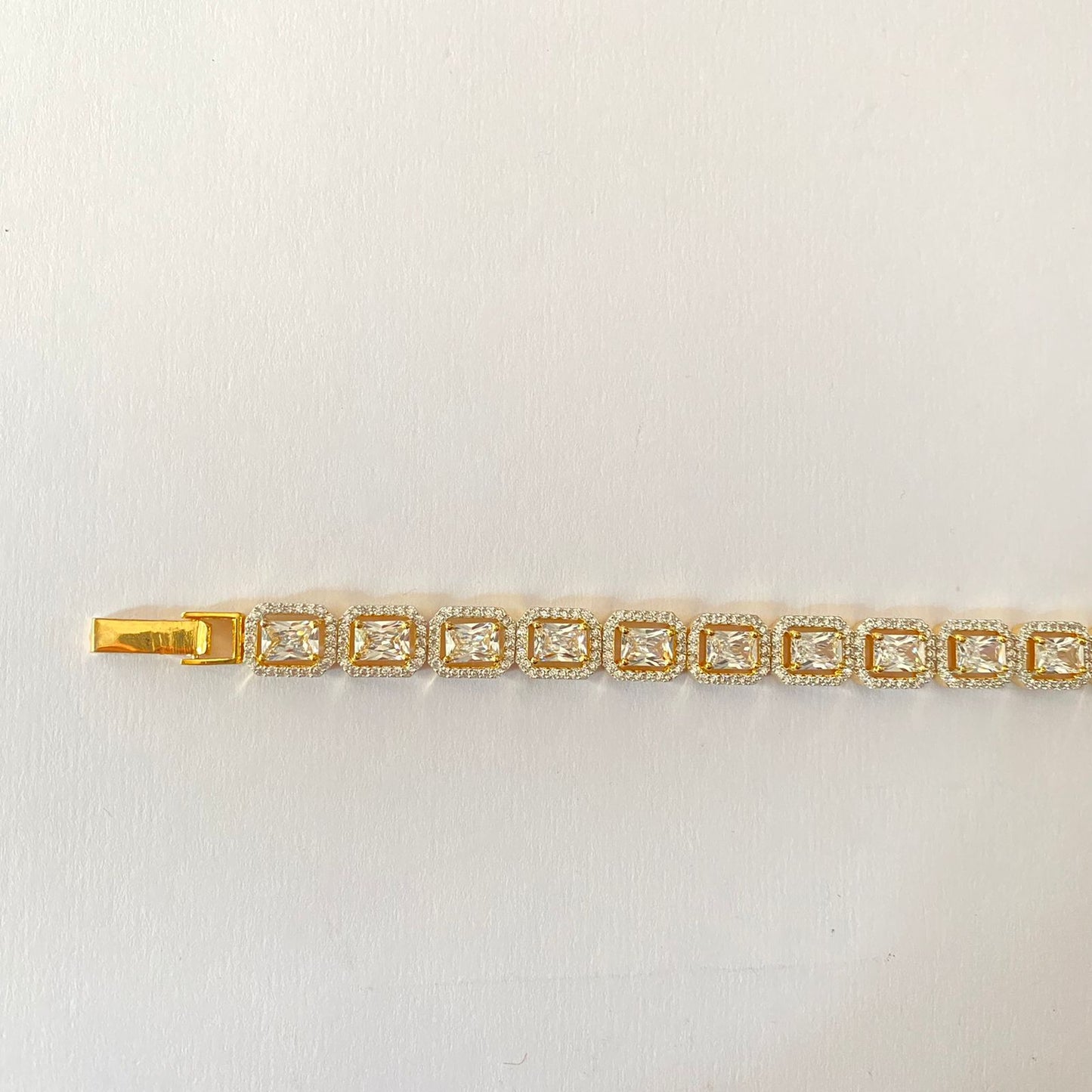 Gold Plated Square Shape Tennis Bracelet