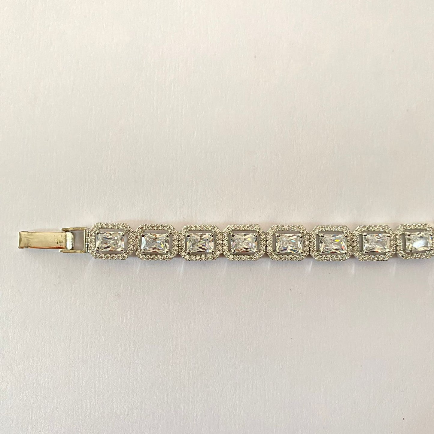 Silver Plated Square Shape Tennis Bracelet
