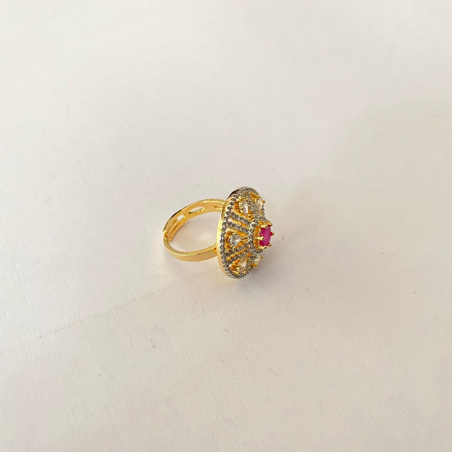 Ruby Gold Plated Diamond Ring