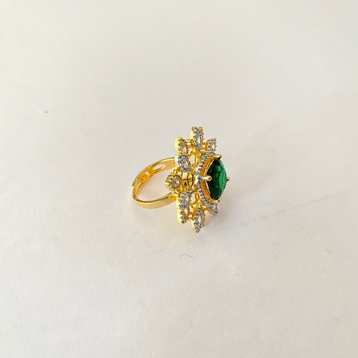 Gold Plated Green Diamond Ring