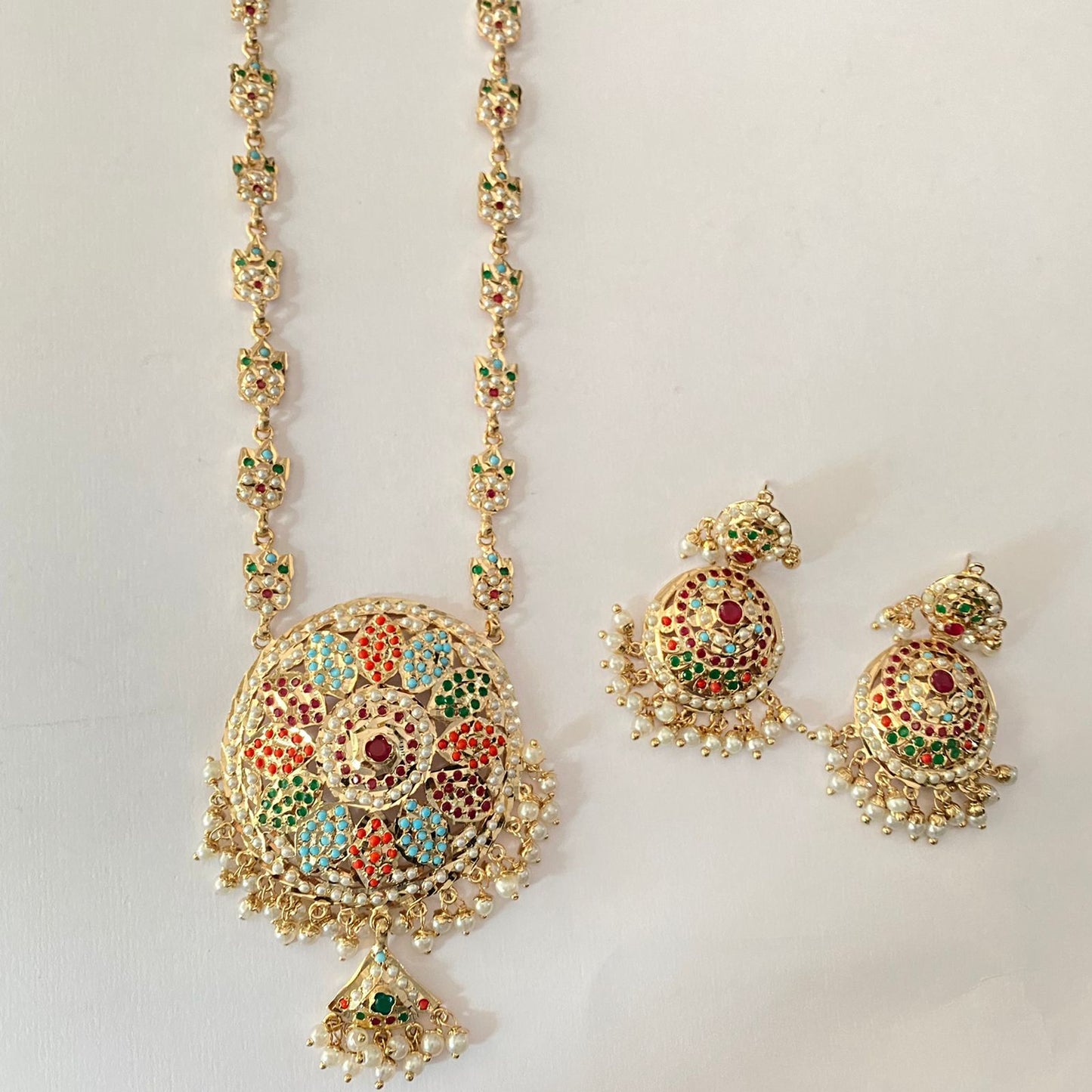 Multi Long Jadau Necklace Set