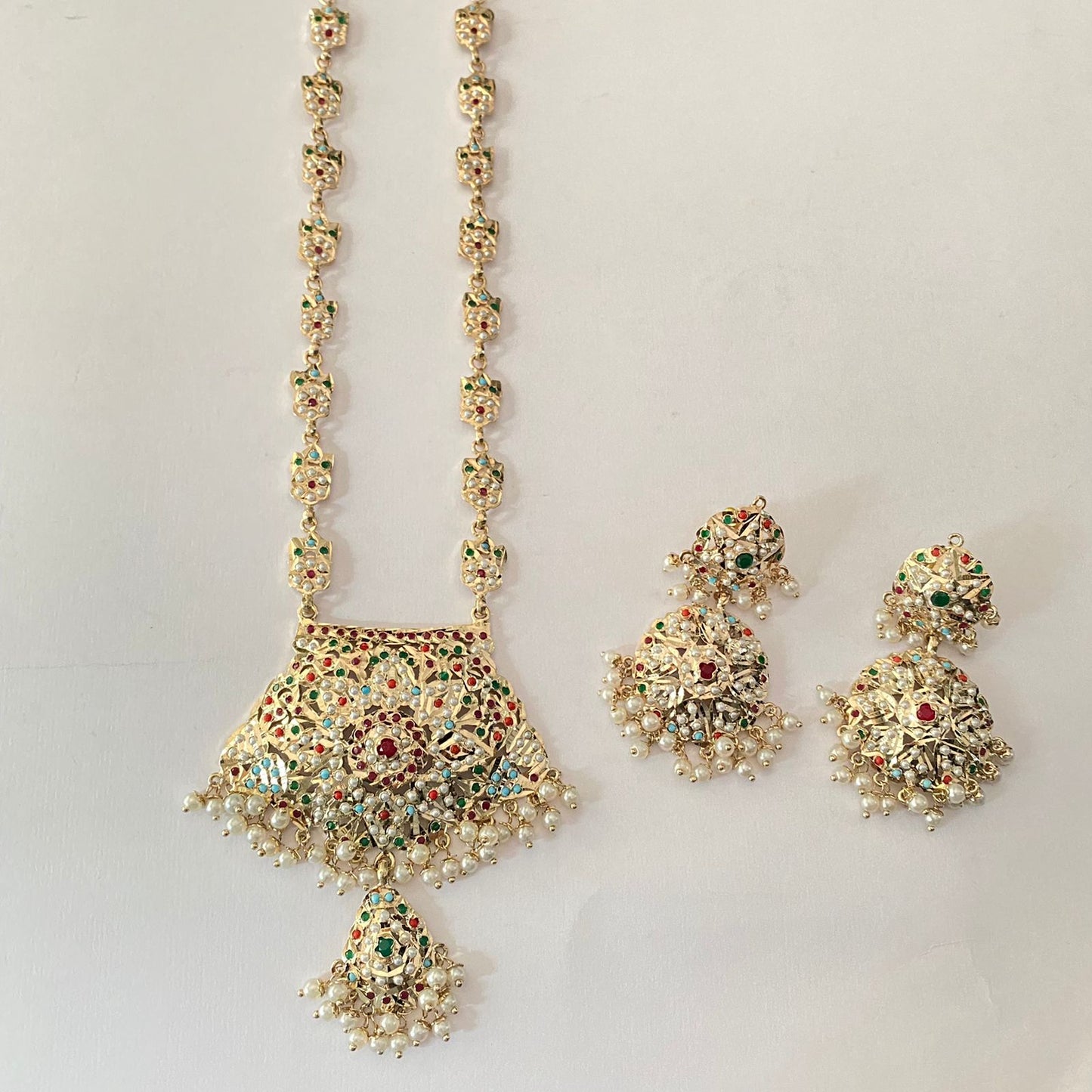 Multi Jadau Long Necklace Set