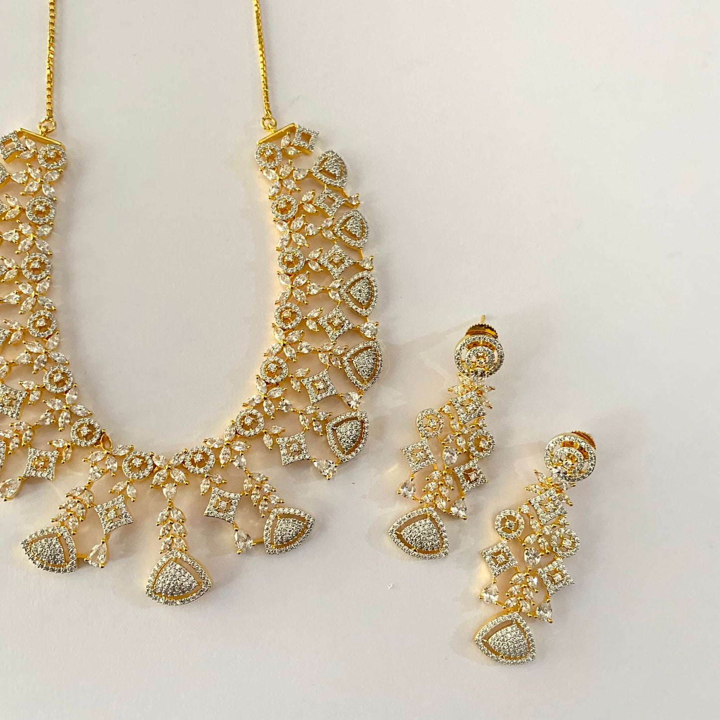 Gold Plated Diamond Necklace Set