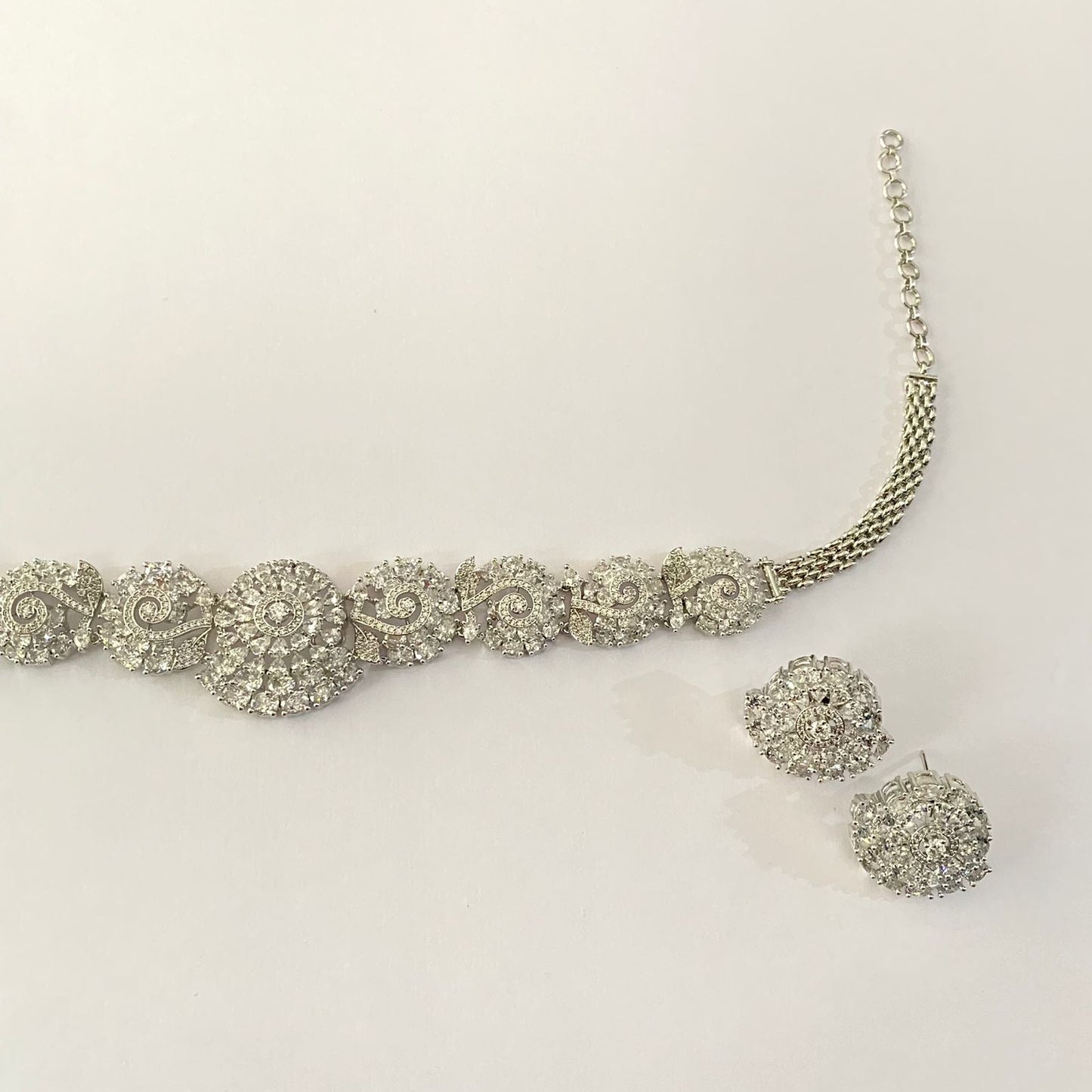Diamond Silver Plated Choker Set