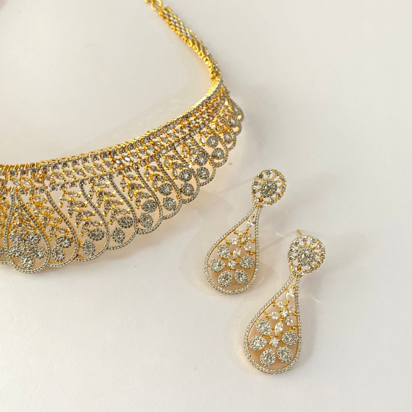 Diamond gold plated Engage Classic Wedding Necklace set