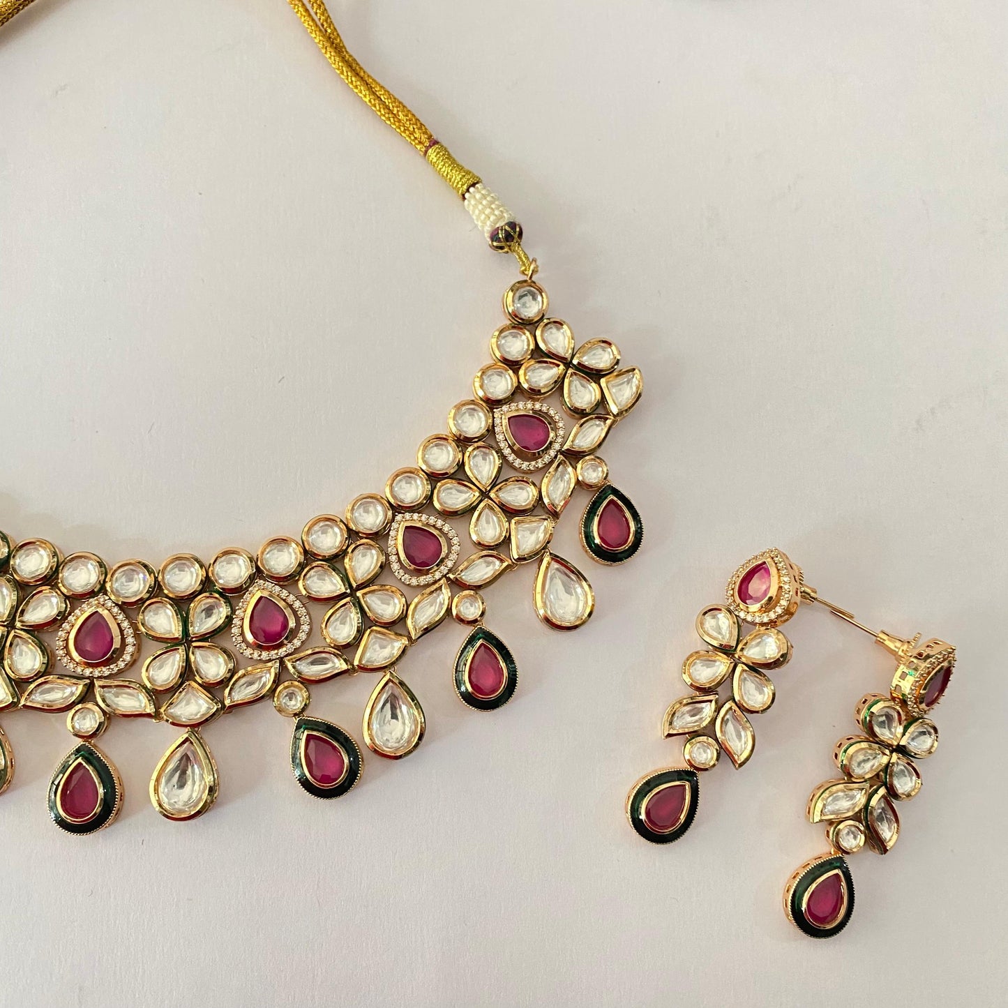Ruby Gold Plated Kundan Necklace Set