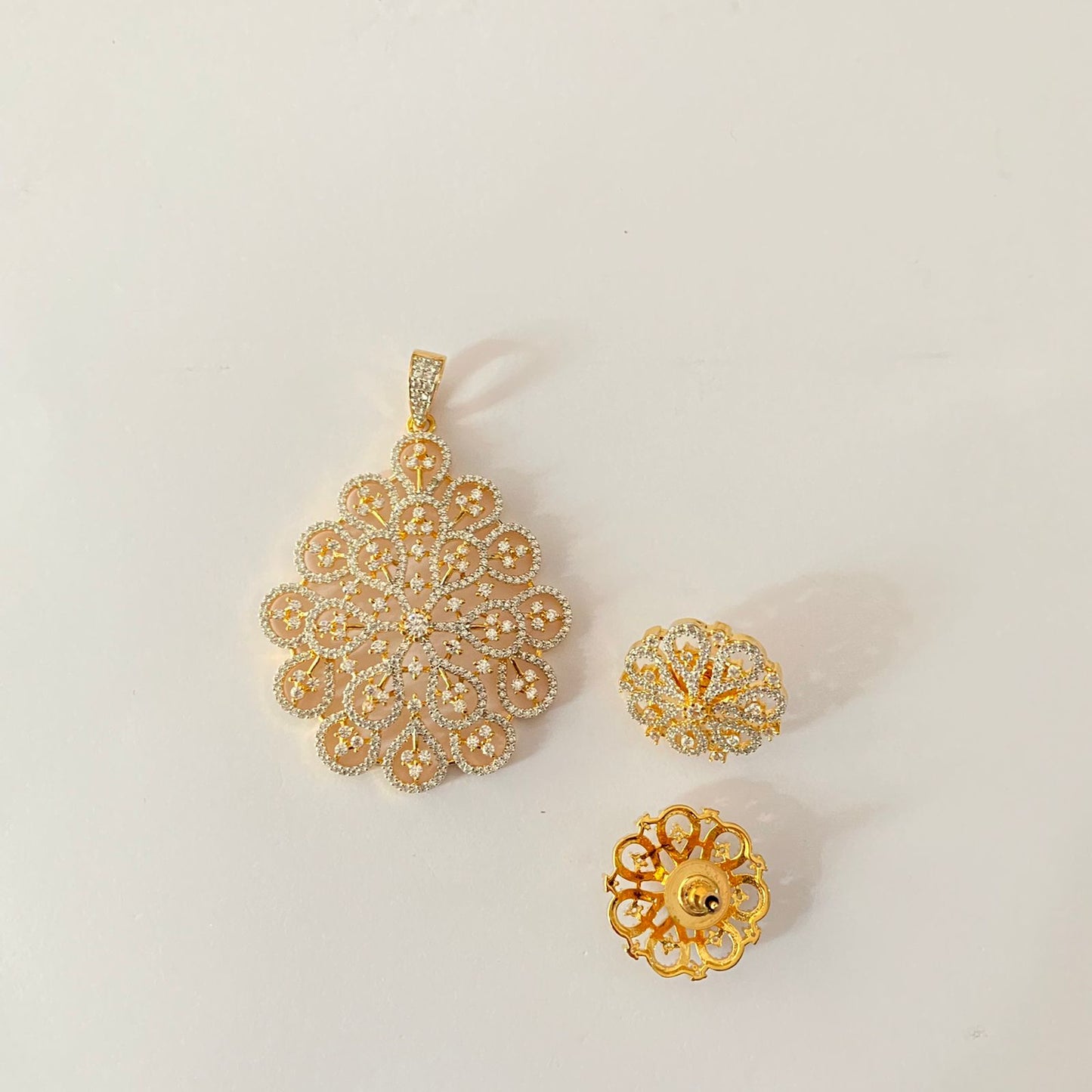 Gold Plated Diamond Pendant Set