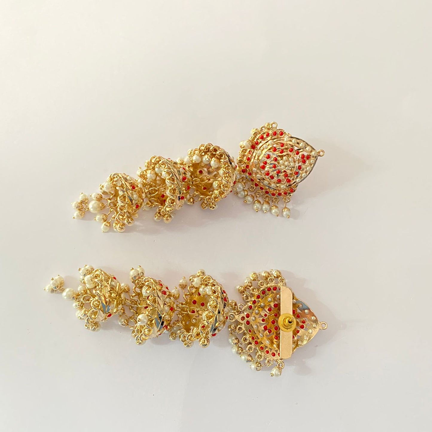 Jadau Coral Jhumka