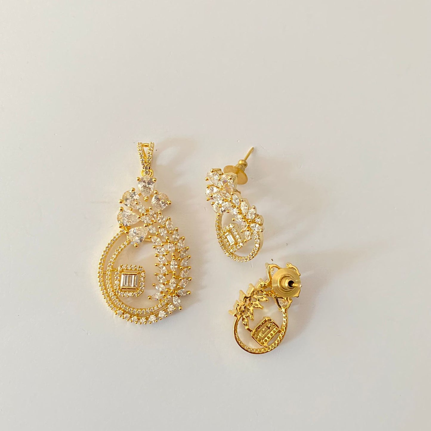 Gold Plated Diamond Pendant Set