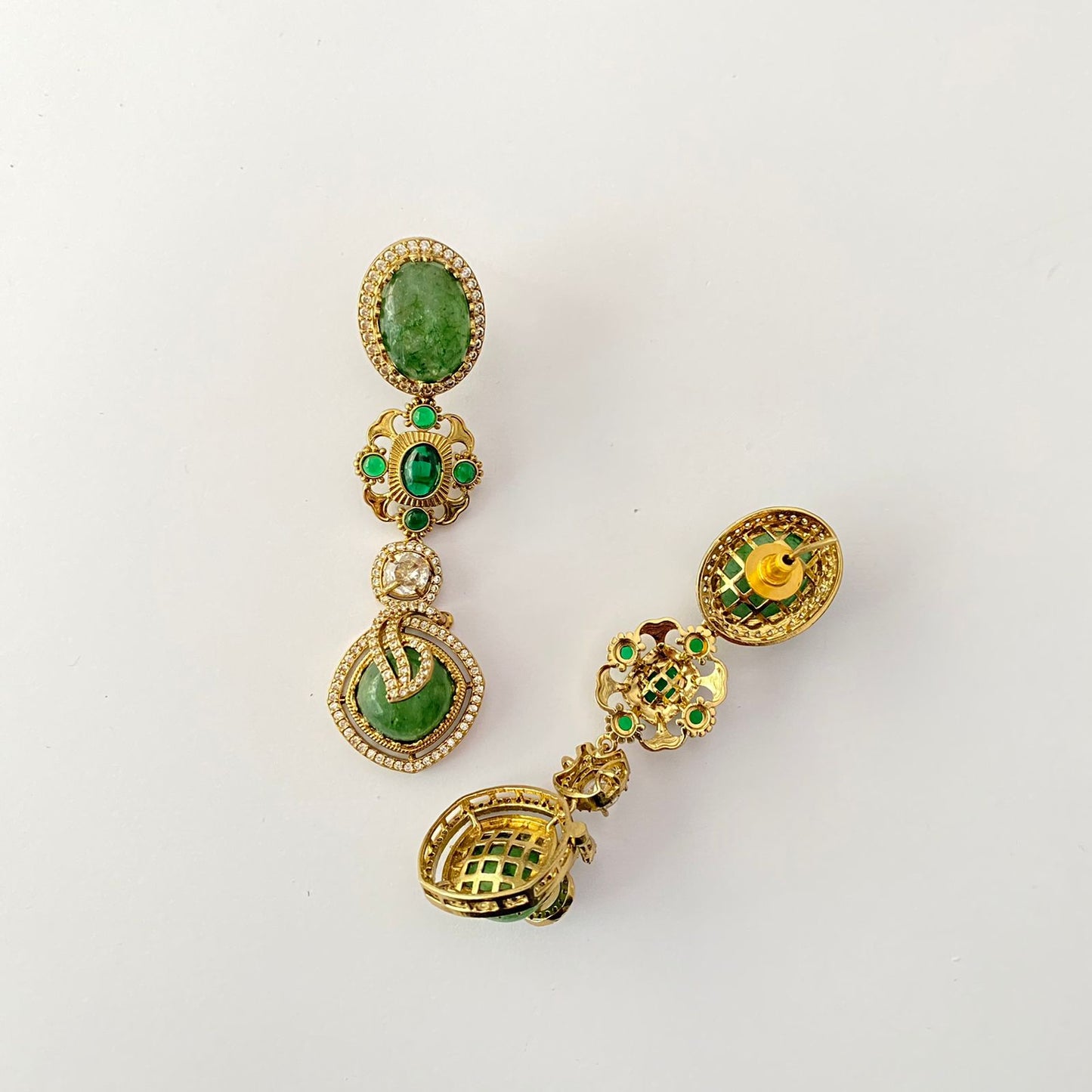 Green Antique Gold Earring