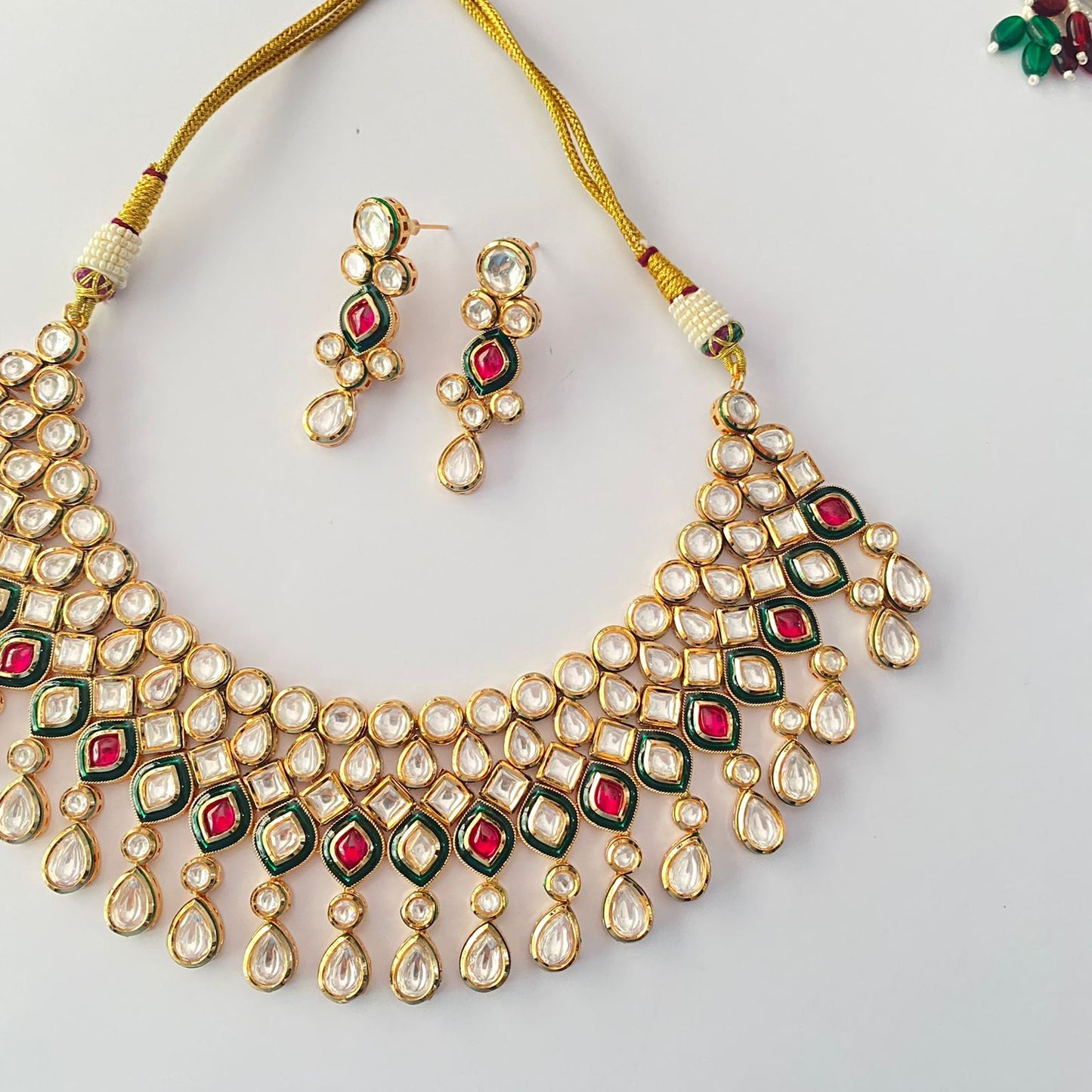 Kundan Gold Plated Heavy Ruby Necklace Set